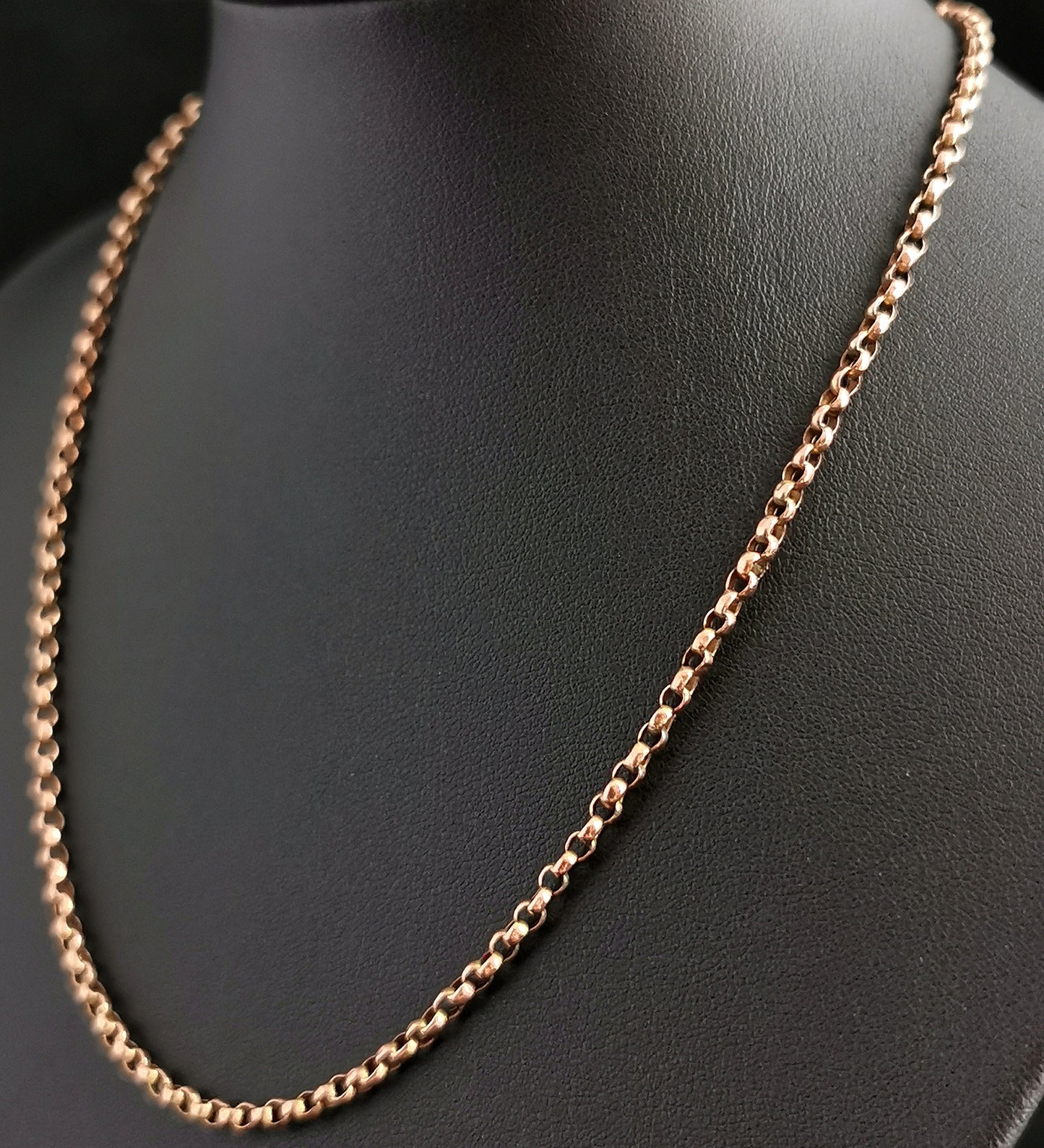 Antique 9ct Rose gold Belcher link chain necklace