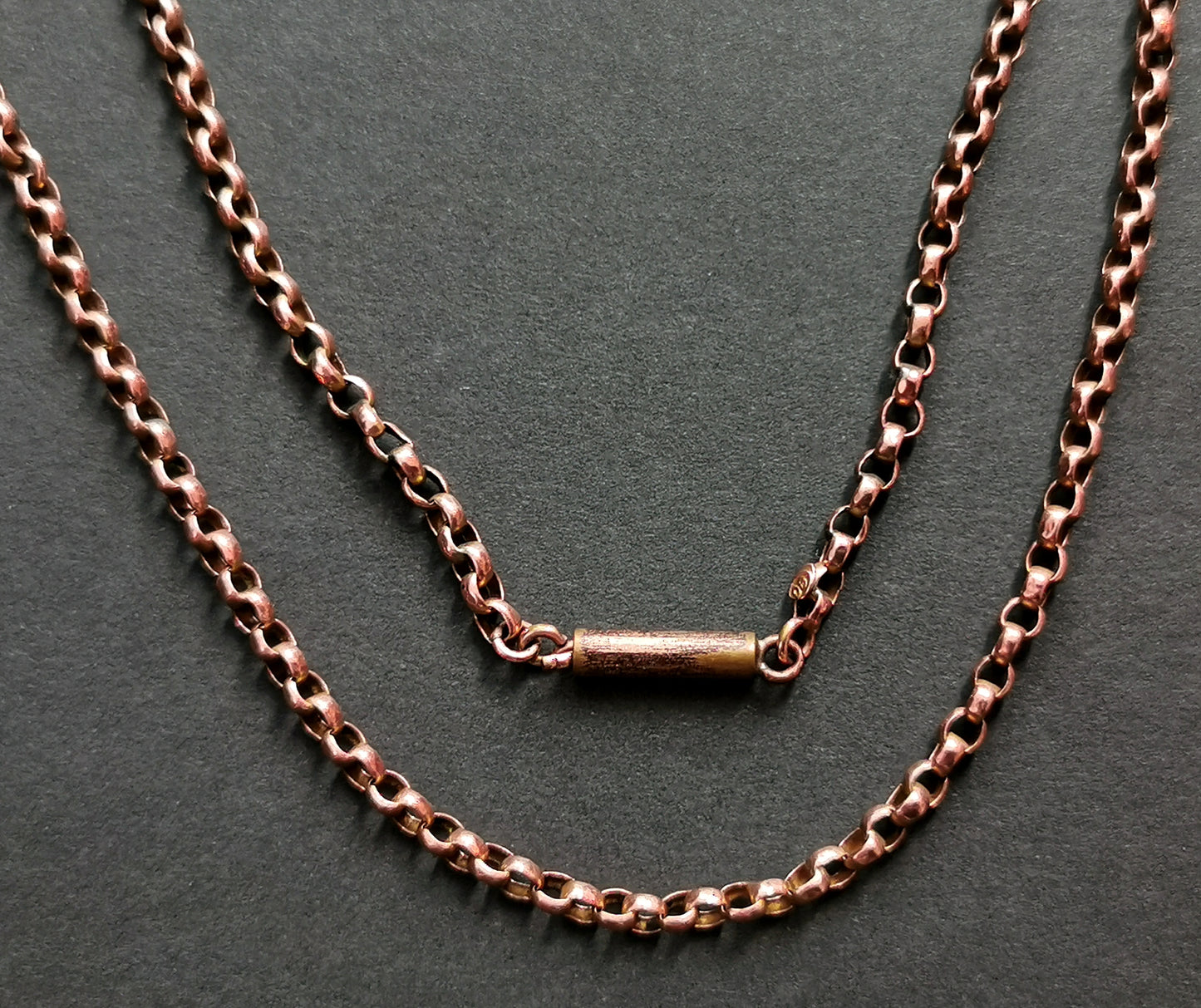 Antique 9ct Rose gold Belcher link chain necklace