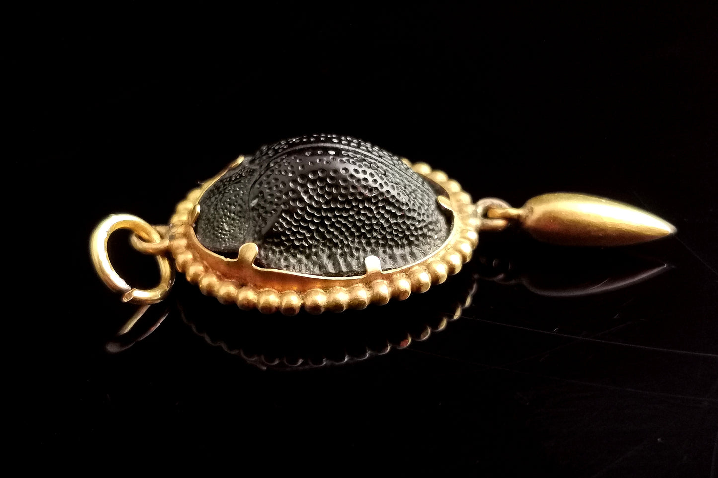 Victorian 15ct gold Scarab beetle pendant