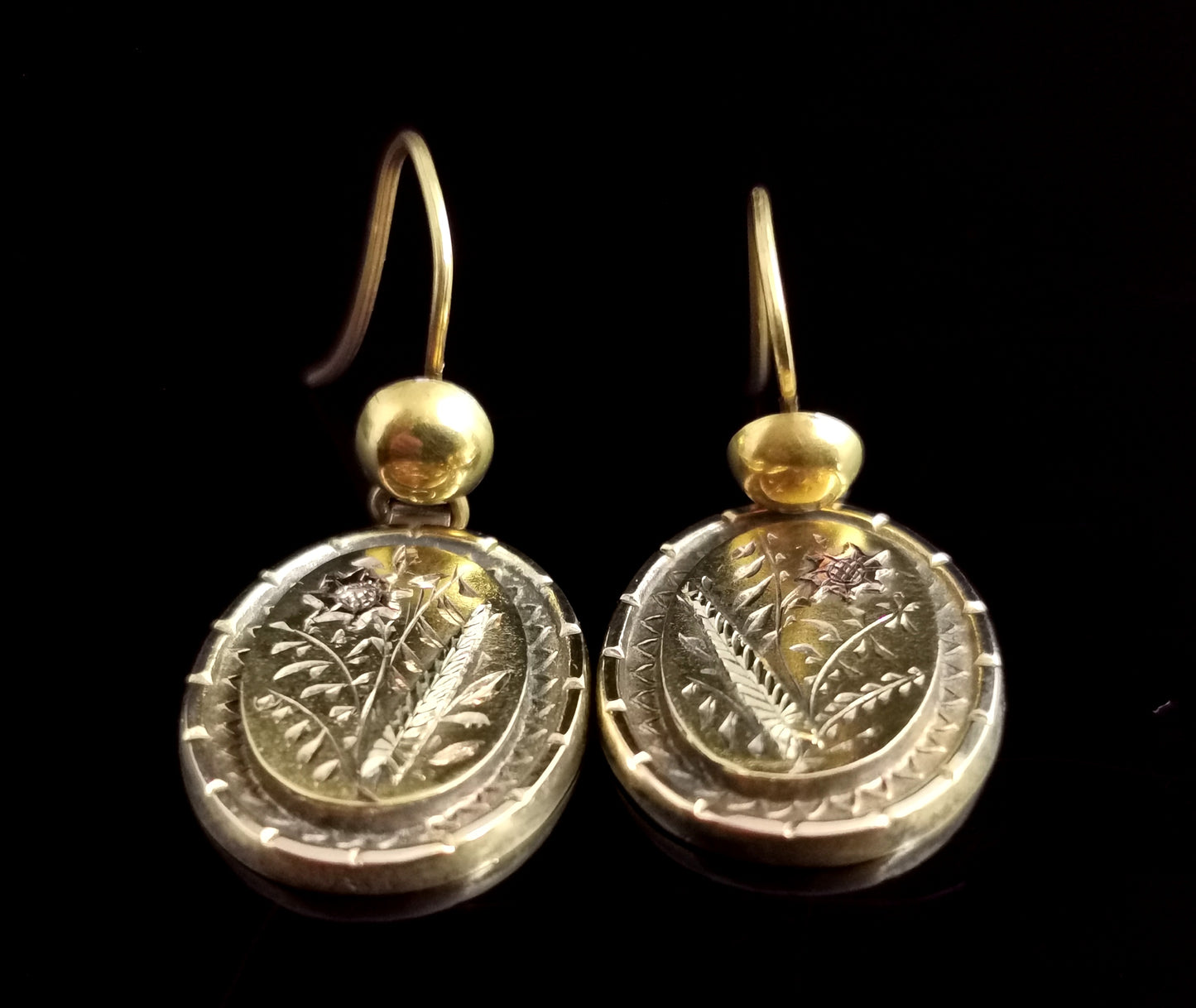 Antique Victorian 10ct gold door knocker earrings, drop earrings, Aesthetic
