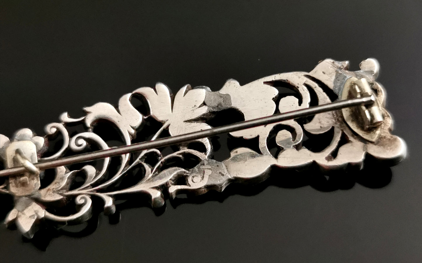Antique Art Nouveau silver and paste brooch