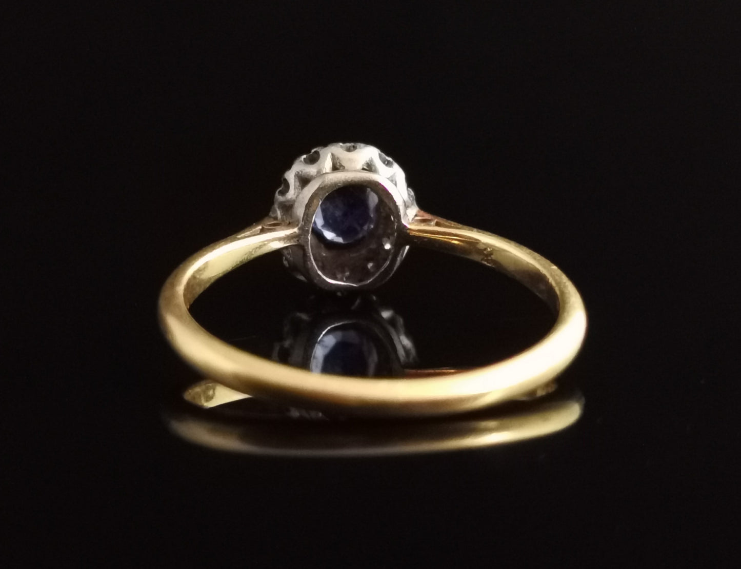 Antique Sapphire and diamond cluster ring, 18ct gold