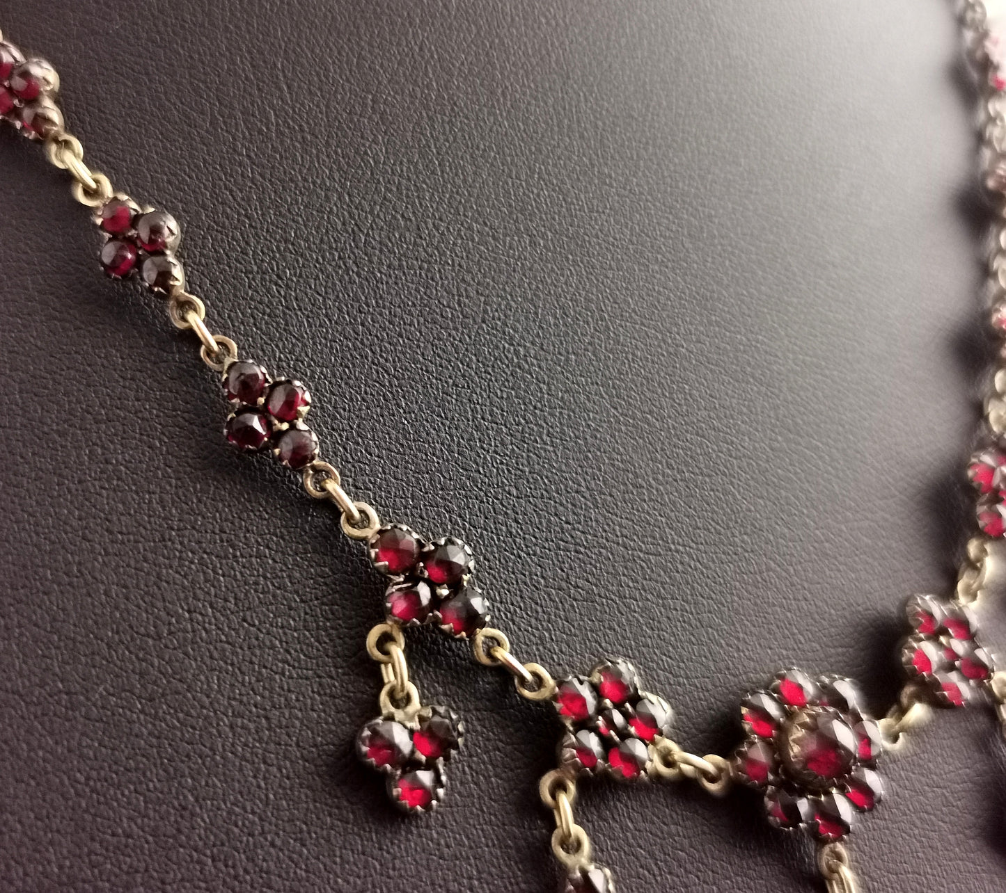 Antique Victorian Bohemian Garnet drop necklace