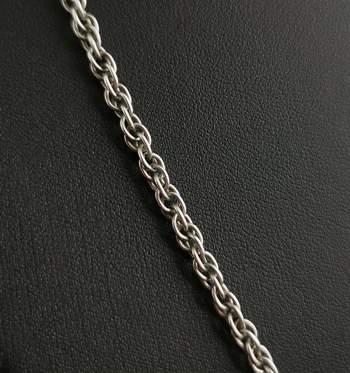Vintage Art Deco sterling silver, fancy rope link chain necklace