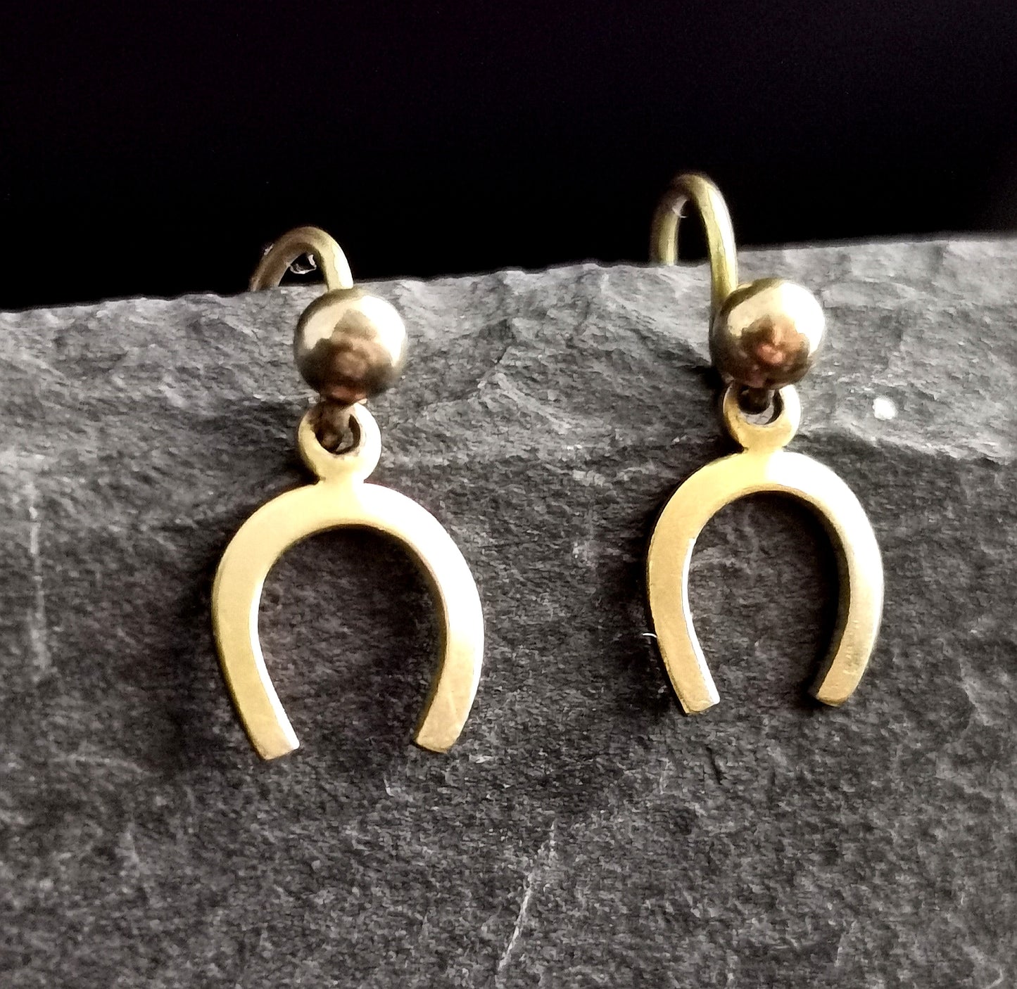 Antique 9ct yellow gold horseshoe earrings, Dainty, Victorian