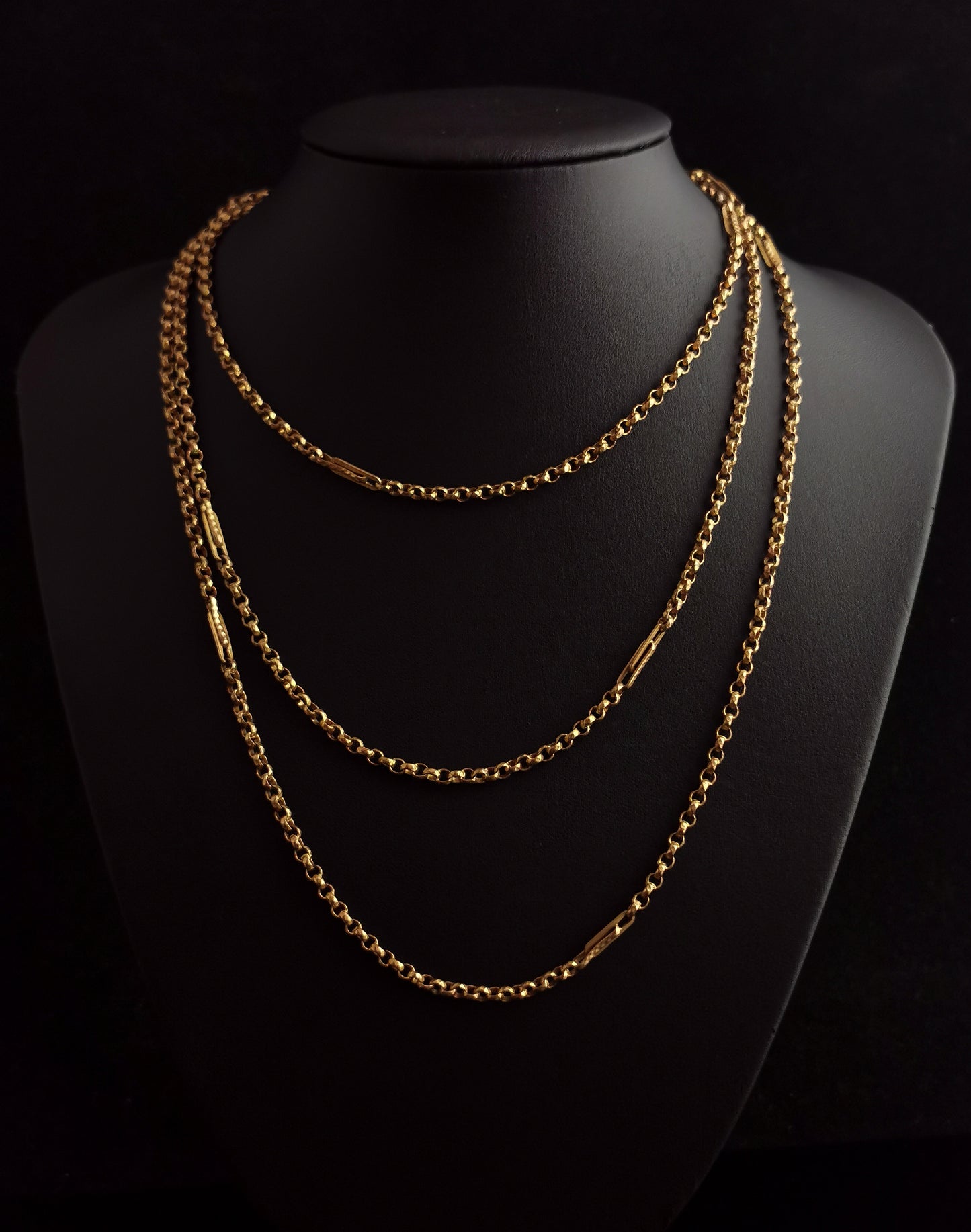 Antique Victorian longuard chain necklace, muff chain