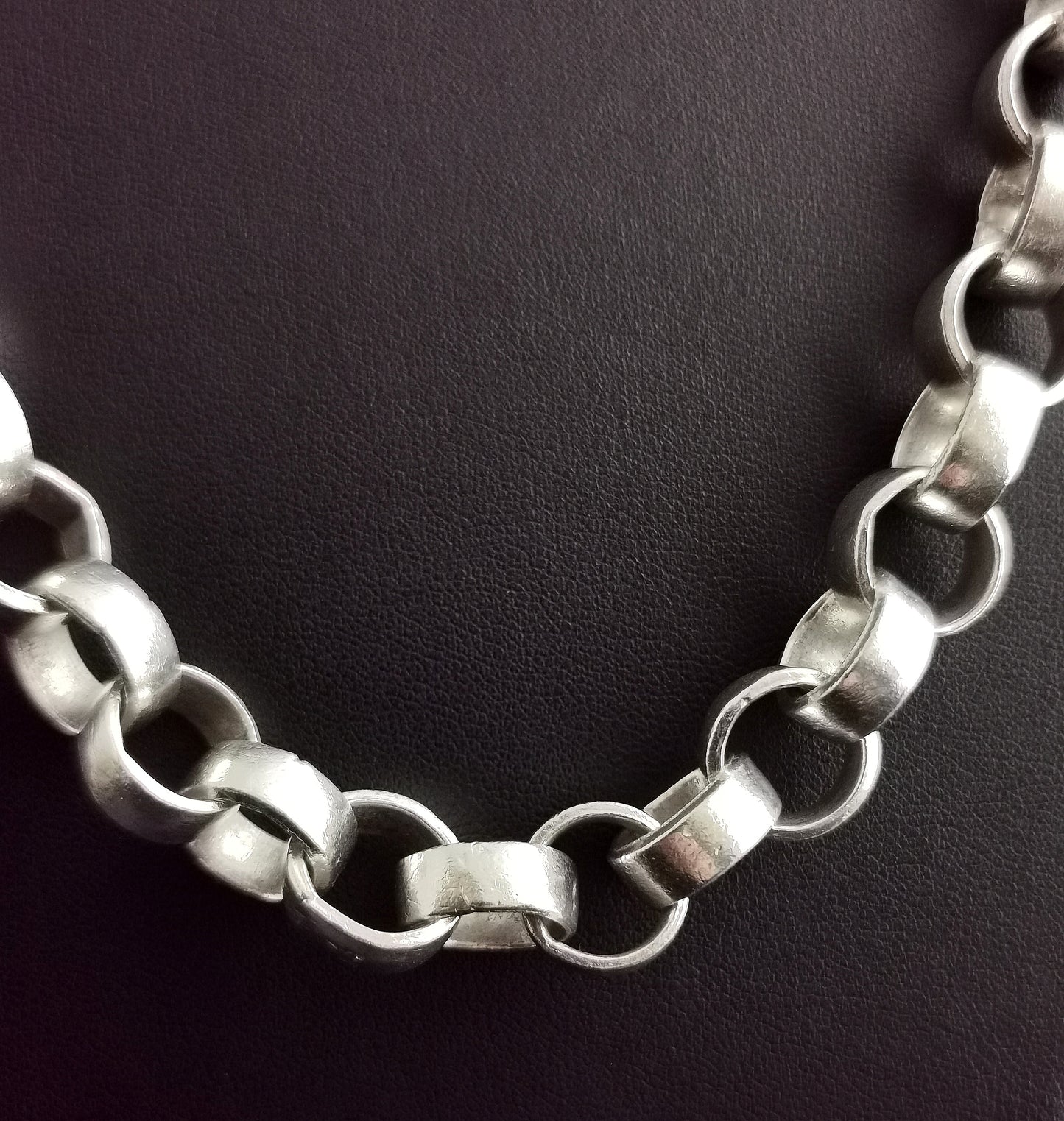 Vintage Heavy fine silver Rolo link chain necklace
