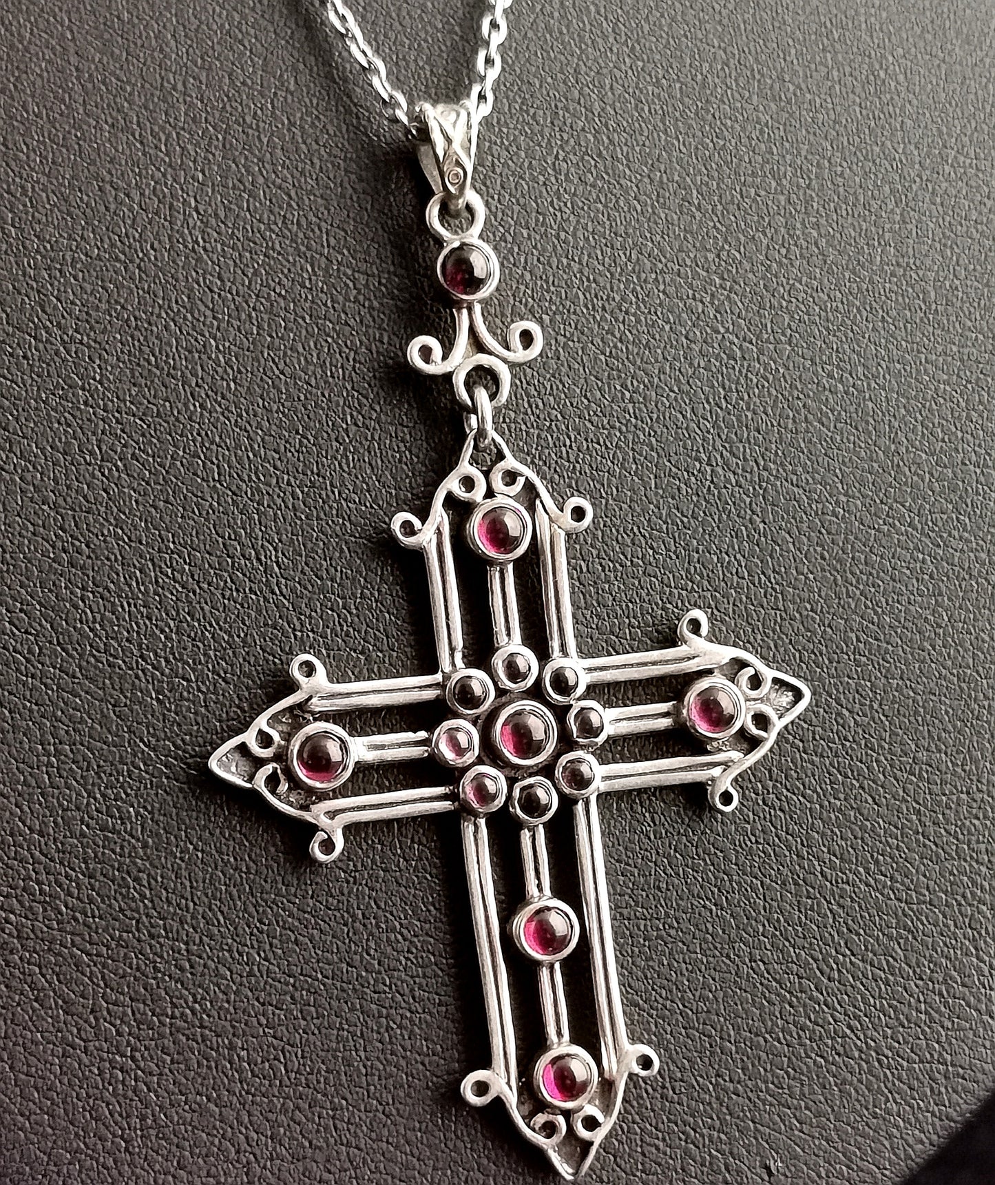 Vintage silver and paste Cross pendant, necklace
