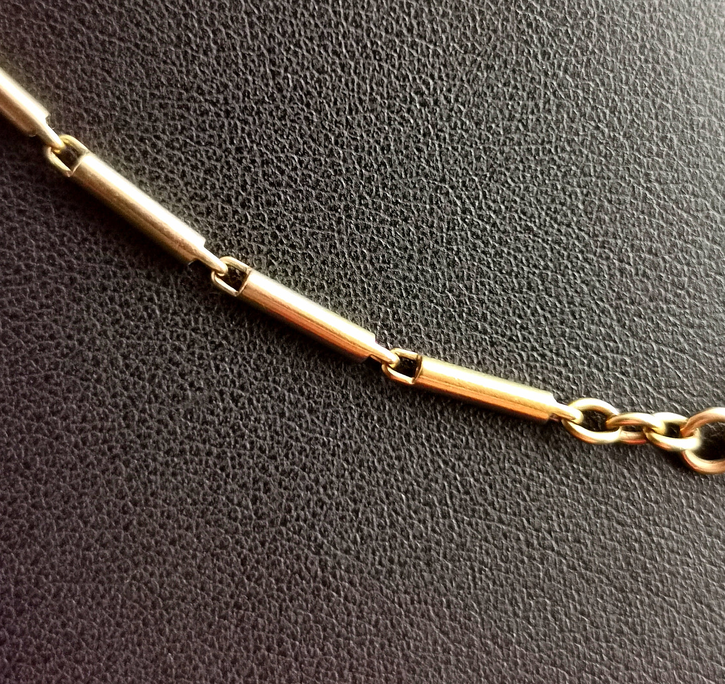 Vintage Art Deco 9ct gold fancy bar link watch chain, Albert chain