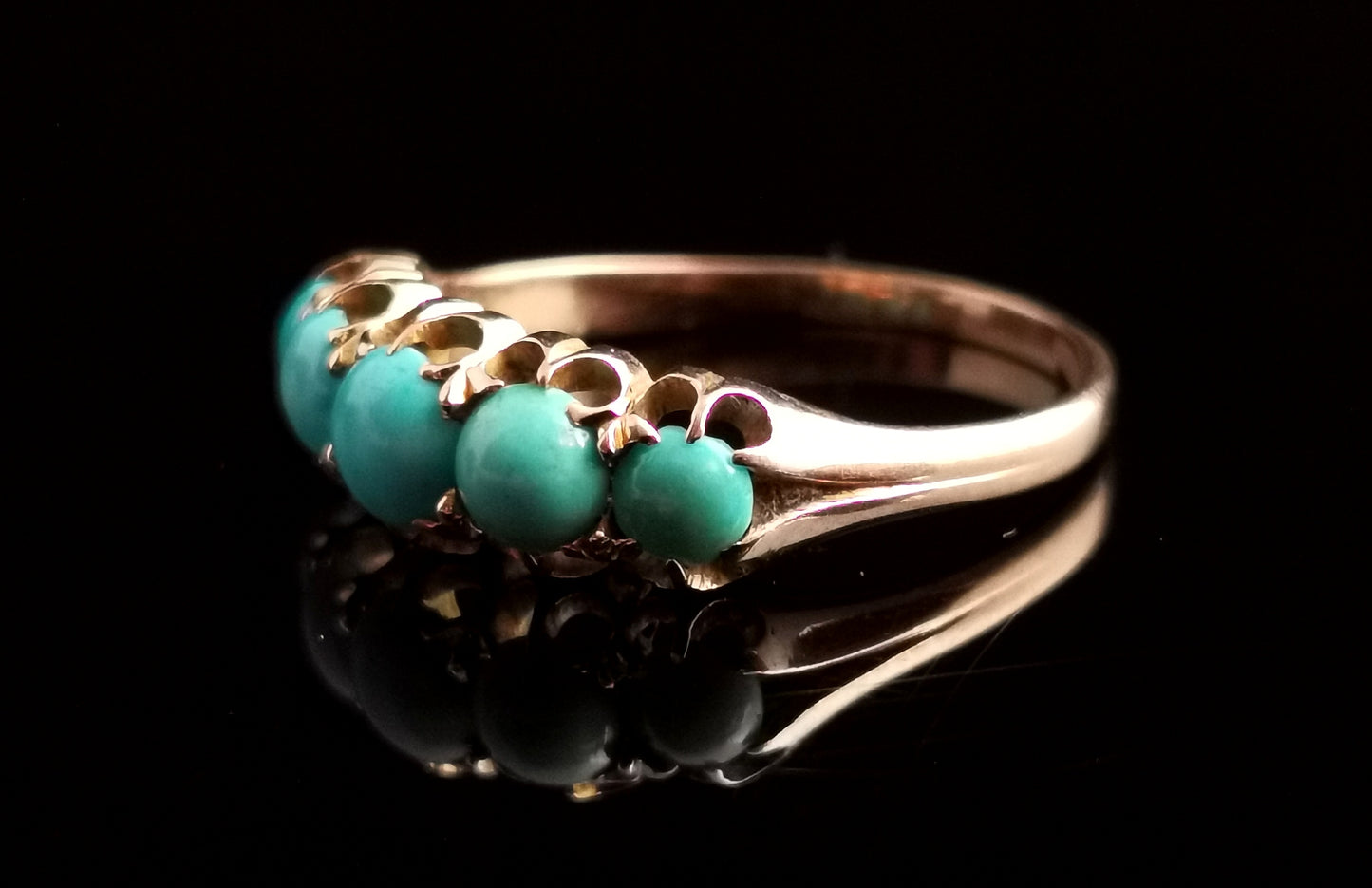 Antique Victorian Turquoise five stone ring, 18ct gold