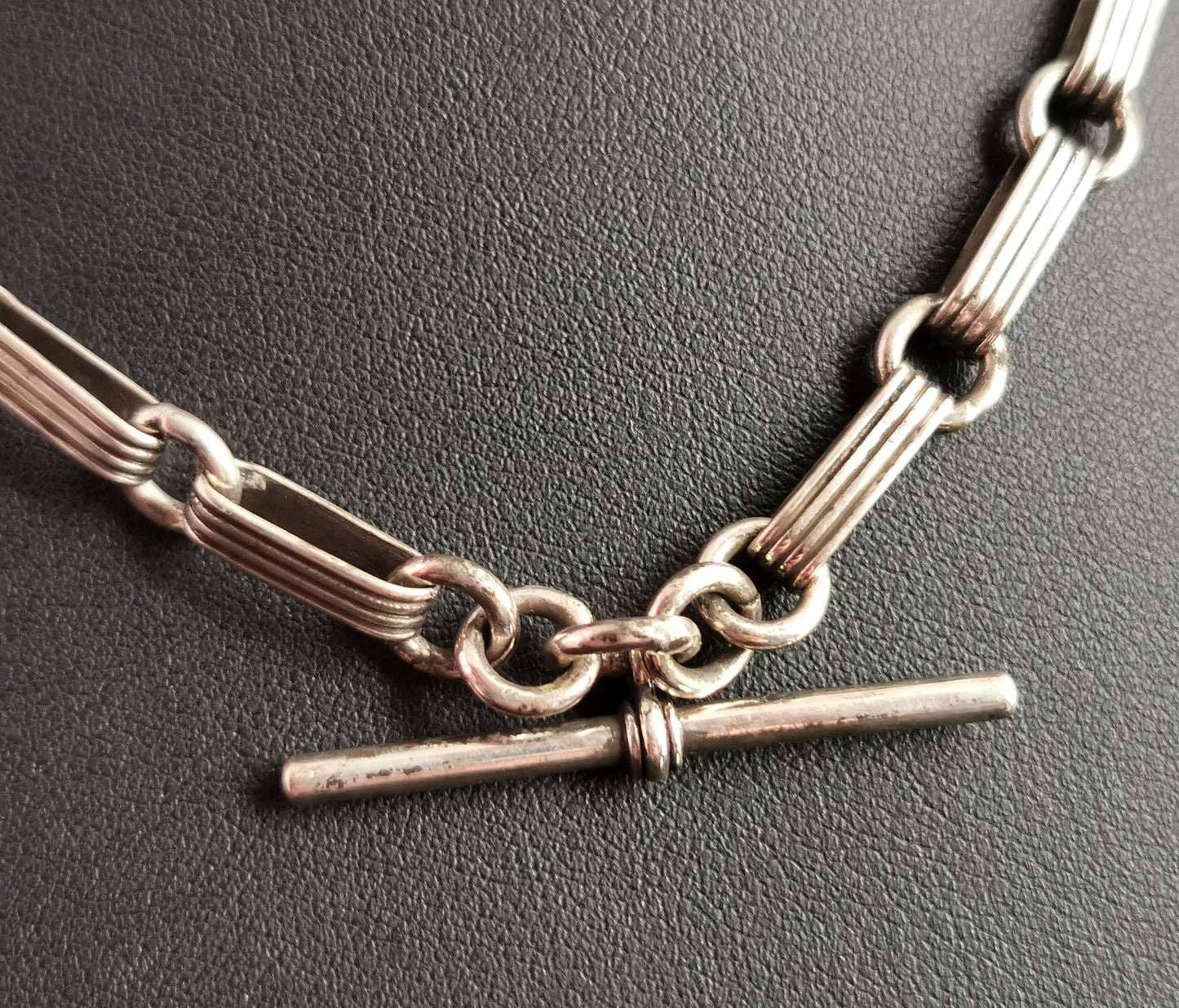 Antique Victorian silver Albert chain, watch chain, fancy link