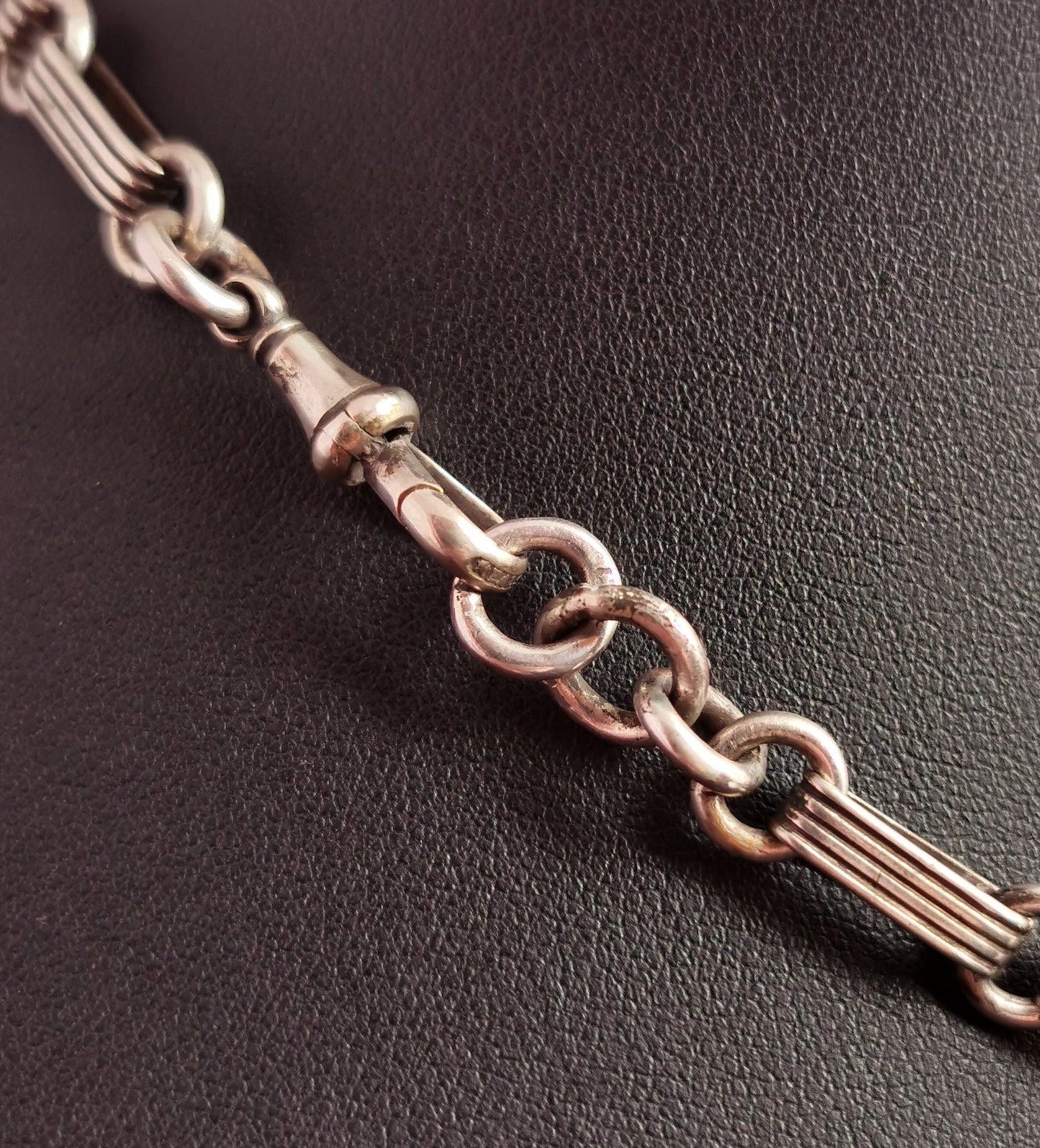 Antique Victorian silver Albert chain, watch chain, fancy link