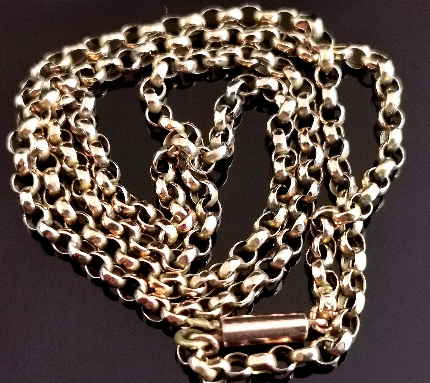 Antique 9ct gold Belcher link chain necklace, Edwardian