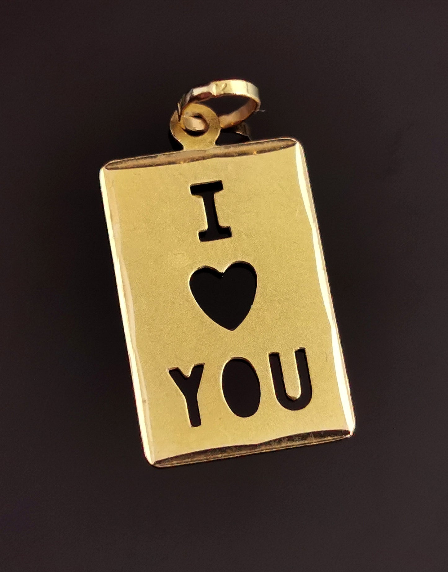 Vintage 18ct gold I Love You pendant, charm