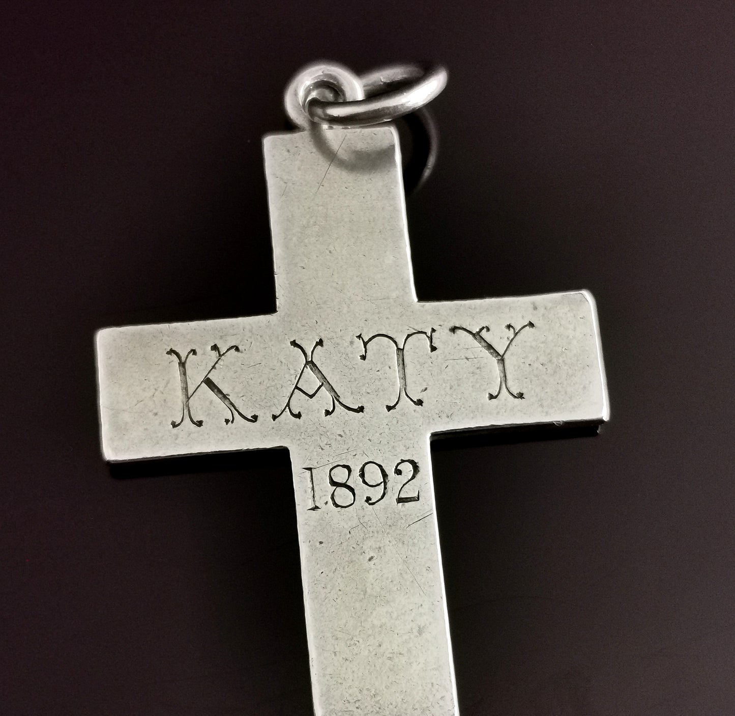 Antique Victorian silver cross pendant, mourning