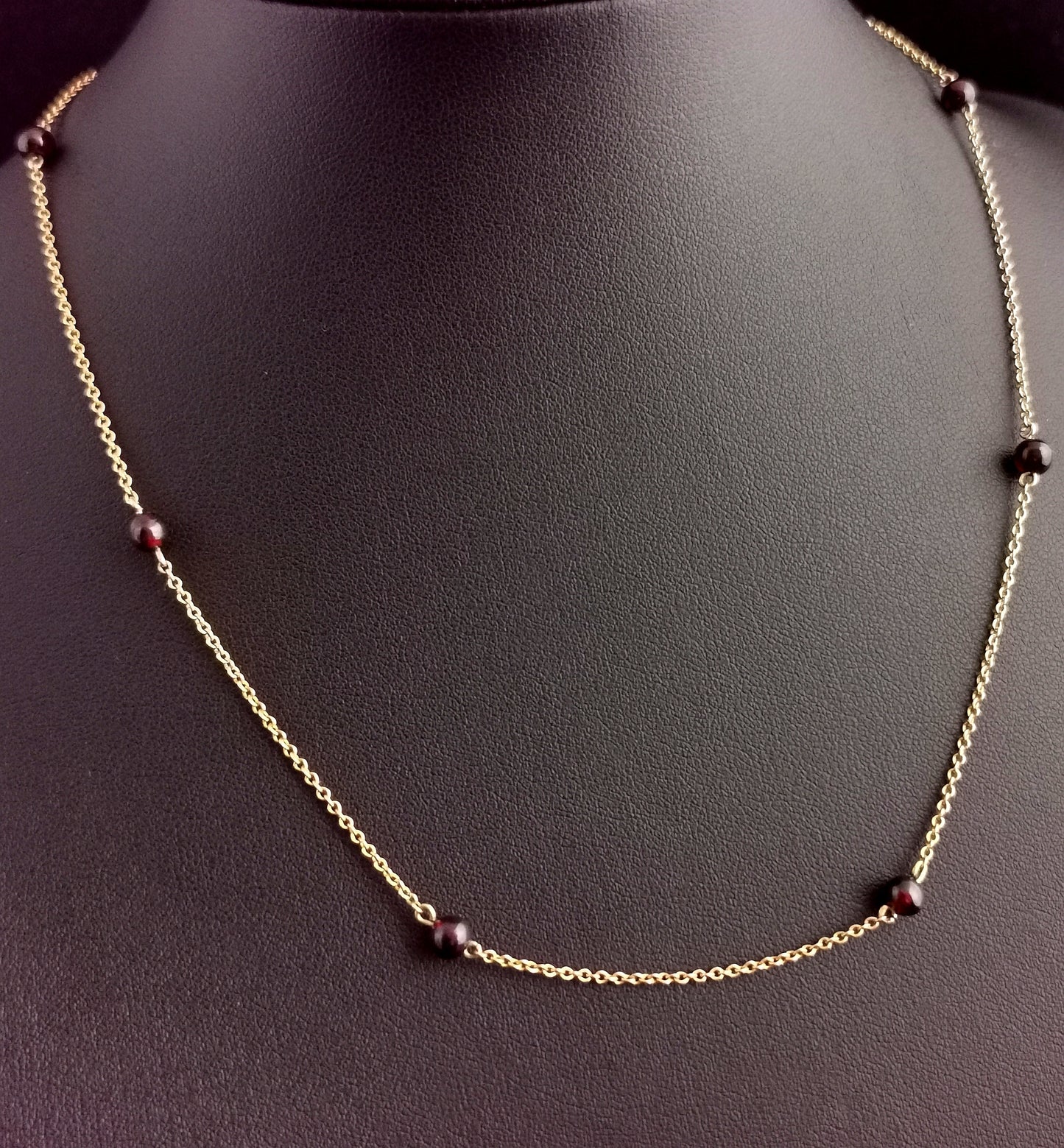 Antique Garnet Station necklace, 9ct gold