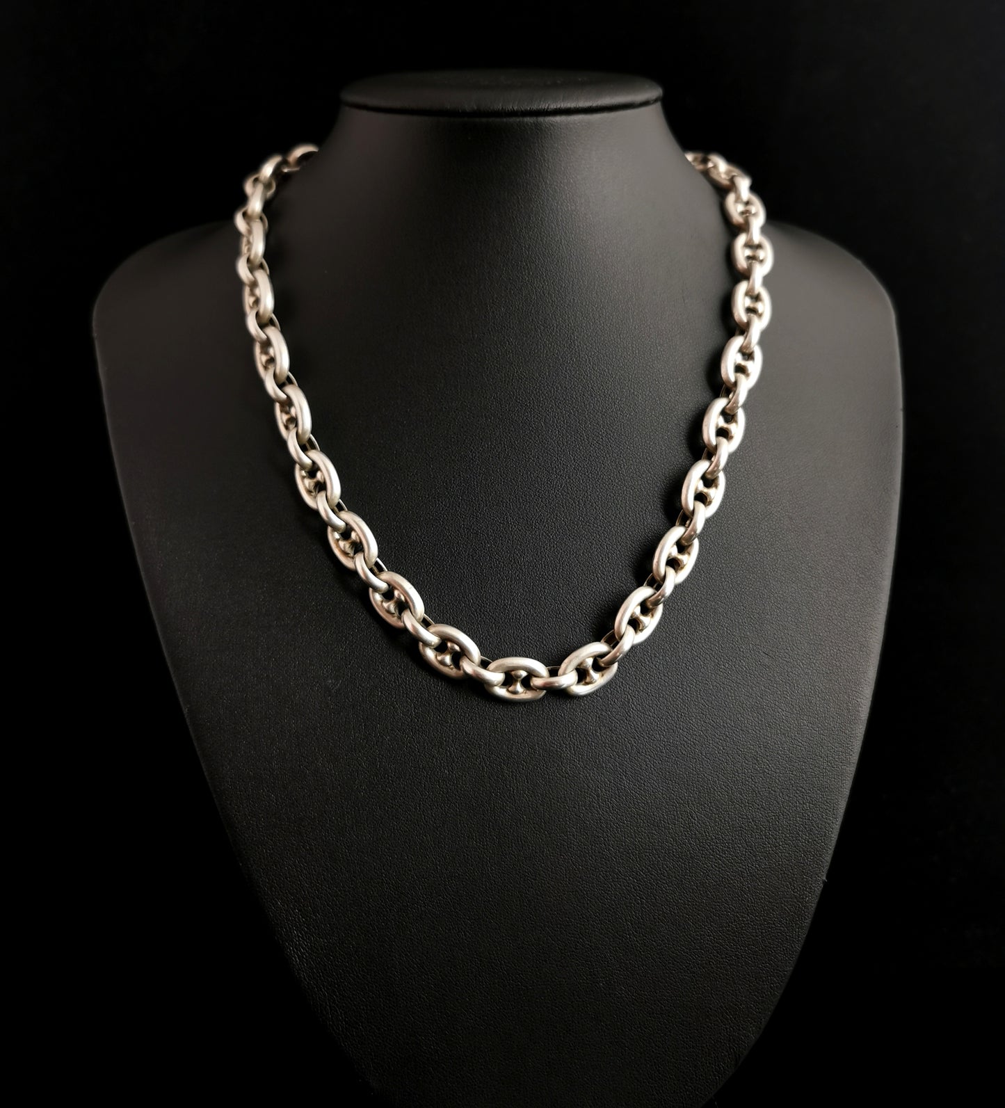 Antique Victorian silver Mariner link chain necklace