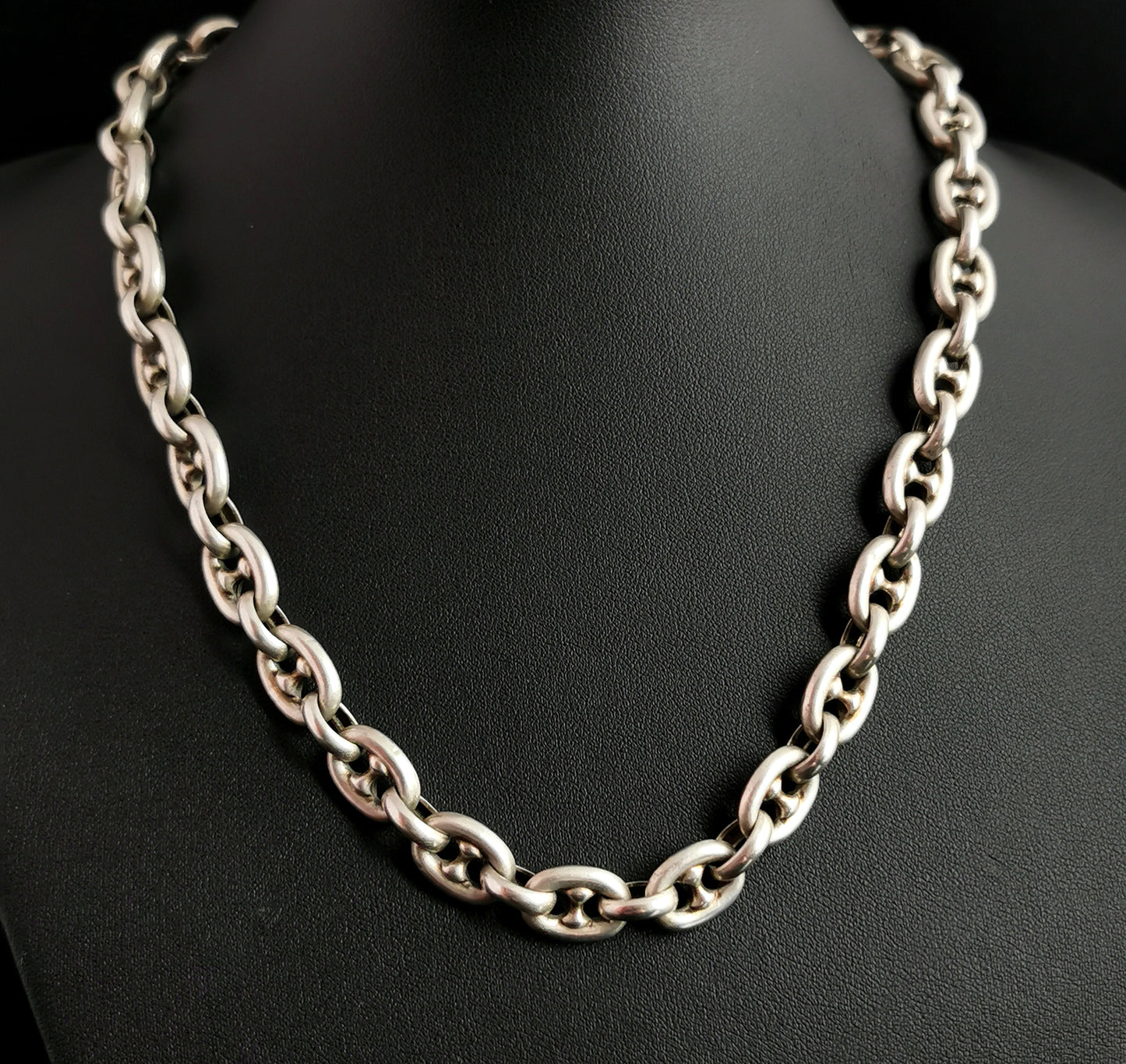 Antique Victorian silver Mariner link chain necklace