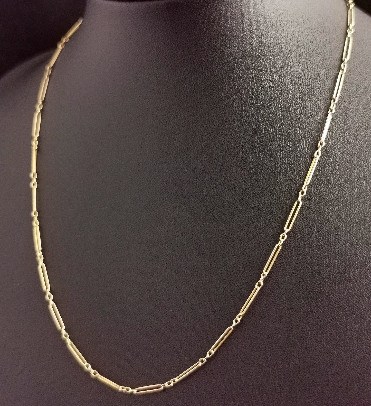 Antique 9ct Rose gold fancy link chain necklace, Edwardian