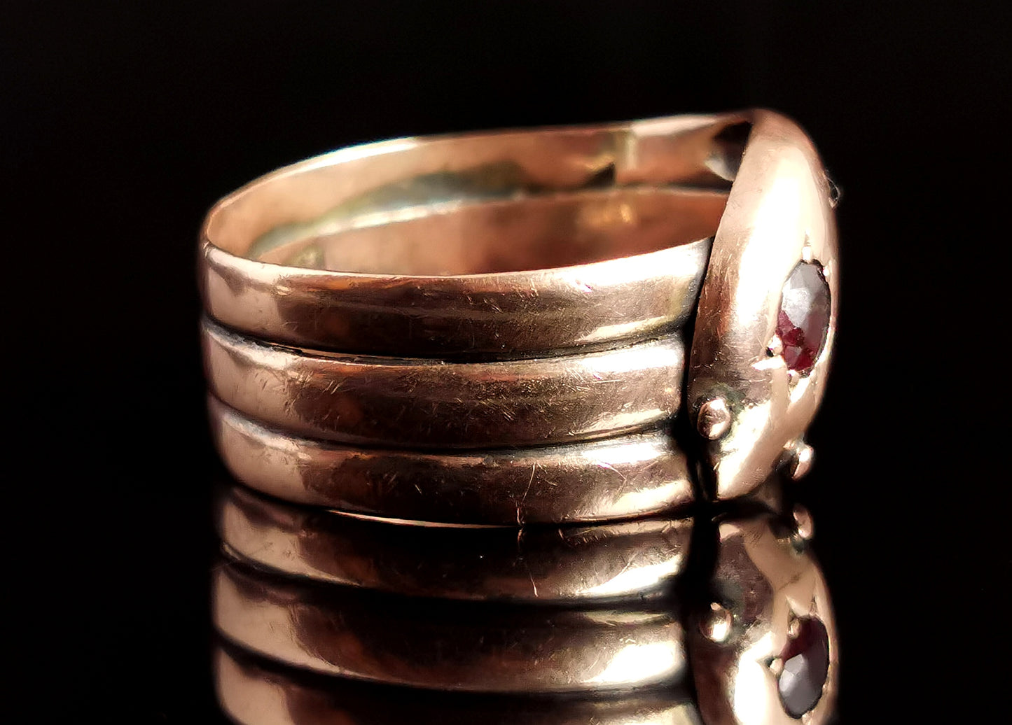 Antique Garnet snake ring, 9ct Rose gold