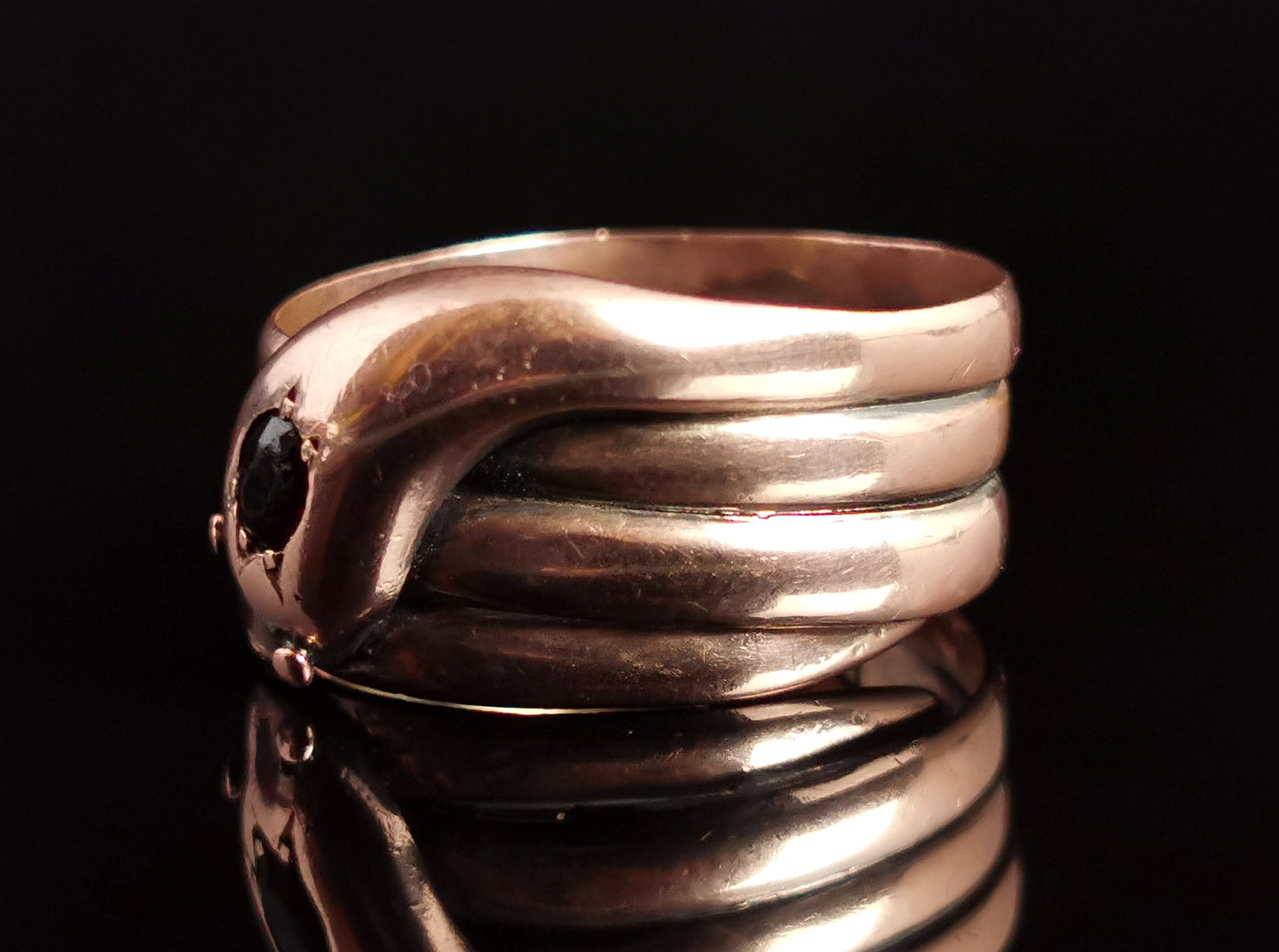 Antique Garnet snake ring, 9ct Rose gold