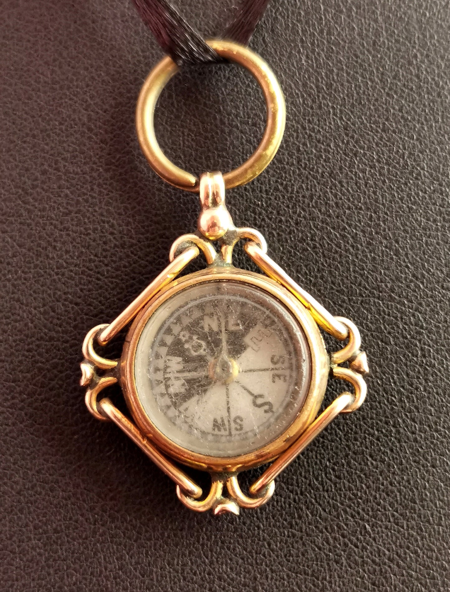 Antique 9ct Rose gold compass pendant, Carnelian seal fob
