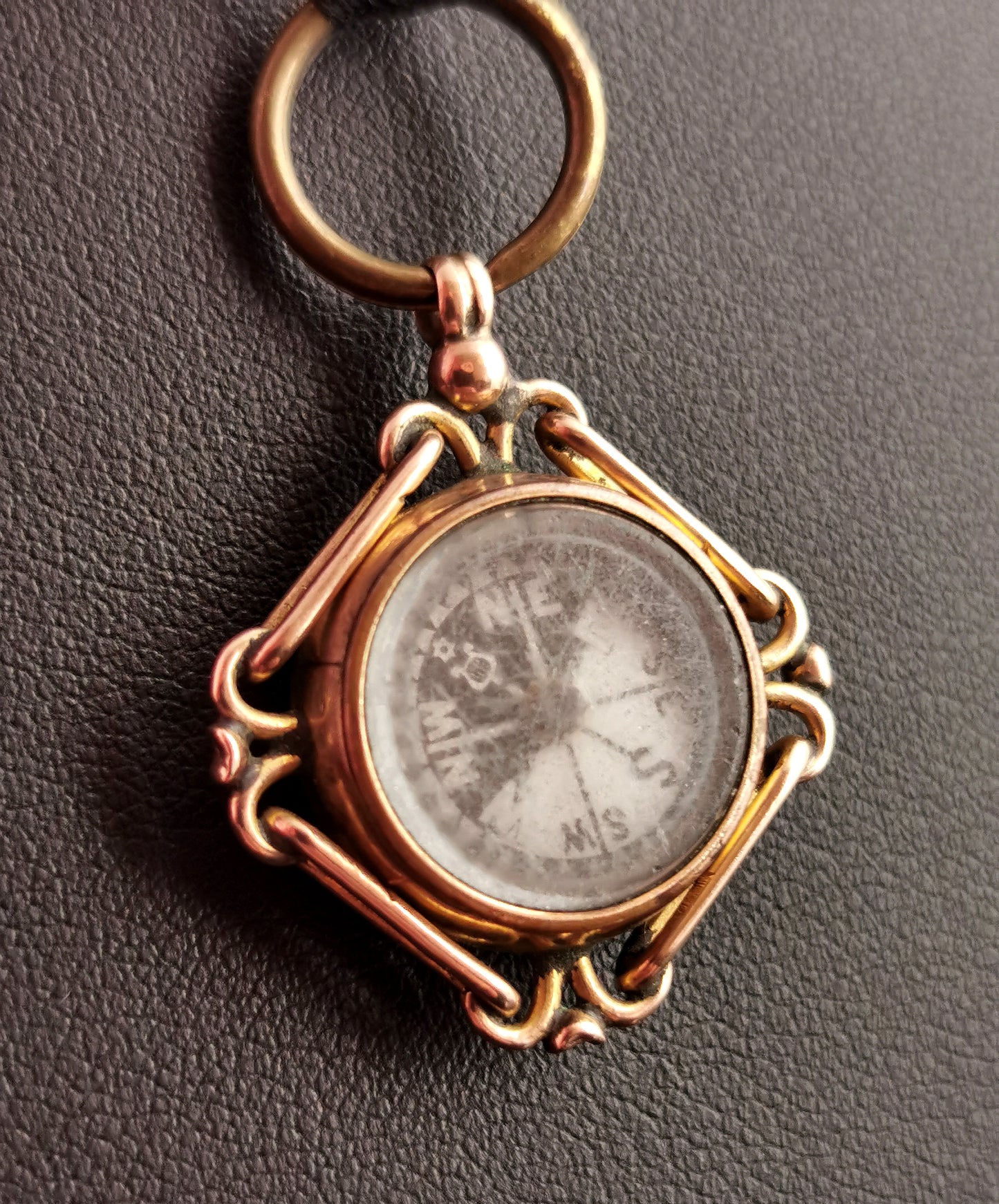 Antique 9ct Rose gold compass pendant, Carnelian seal fob