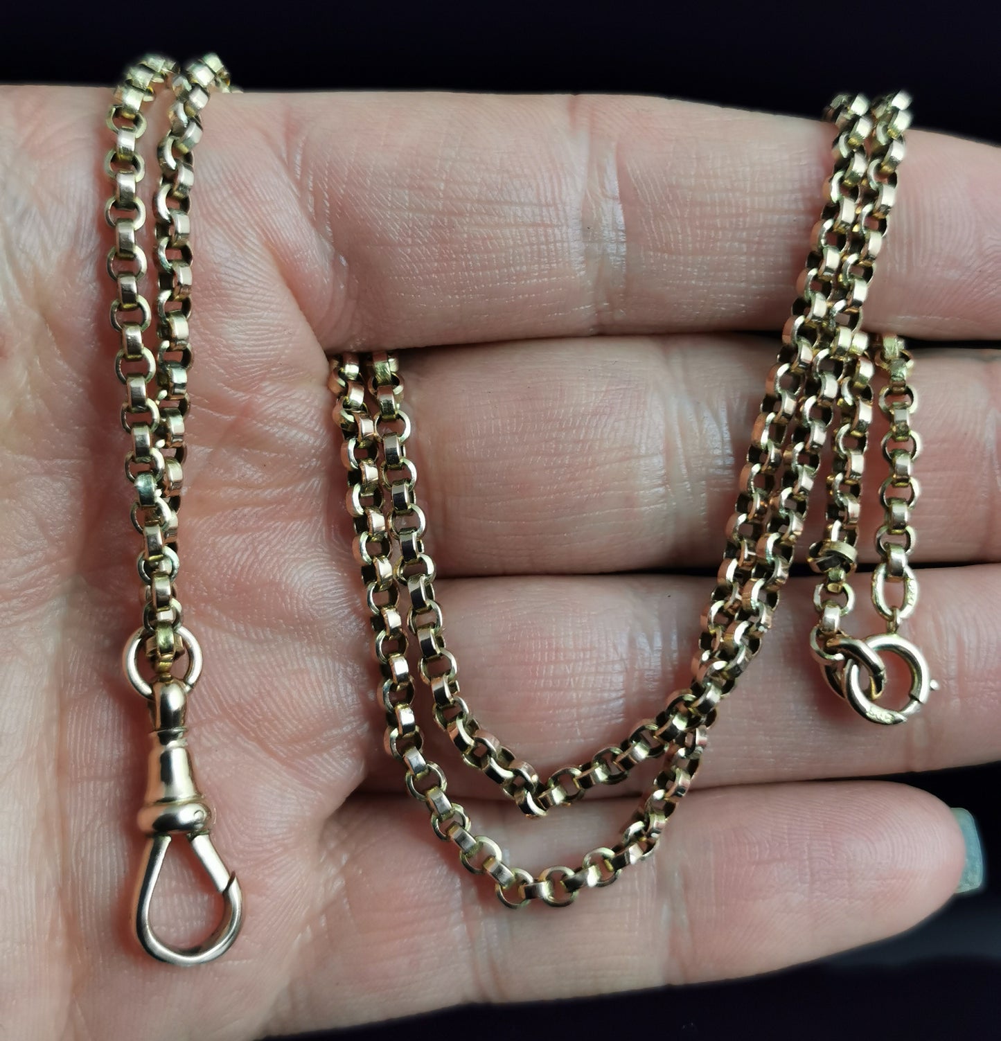 Antique Victorian 9ct gold rolo link chain necklace