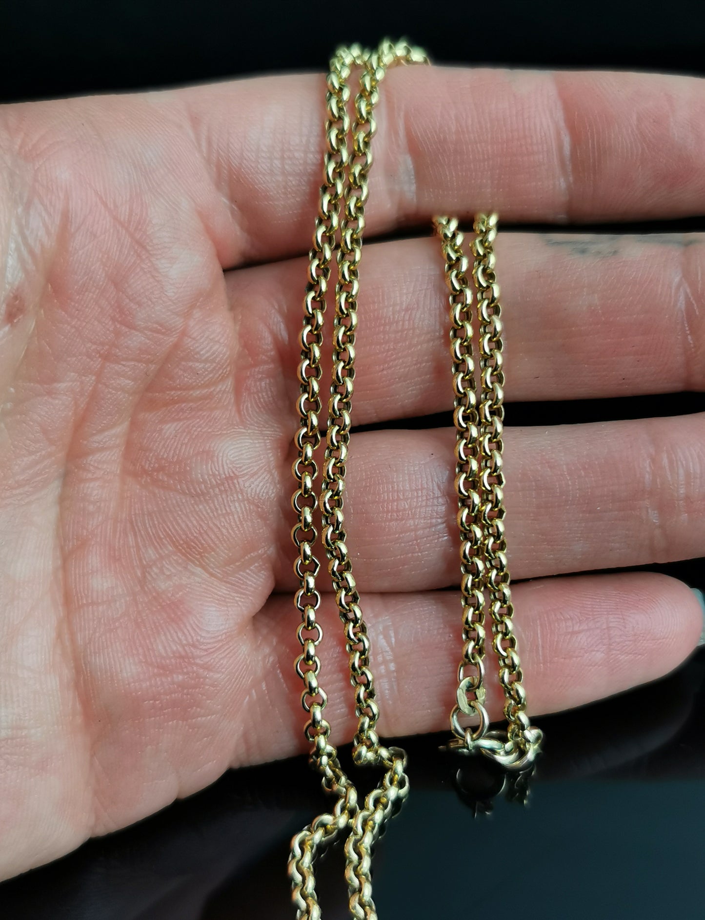 Vintage 9ct gold Belcher link chain necklace, rolo link
