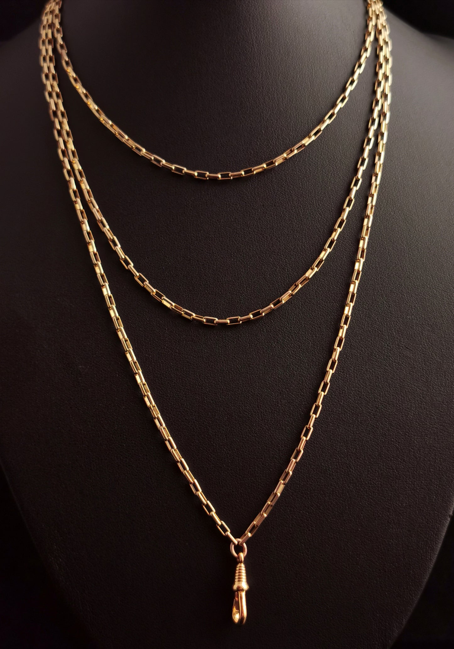 Antique longuard chain, Edwardian muff chain necklace