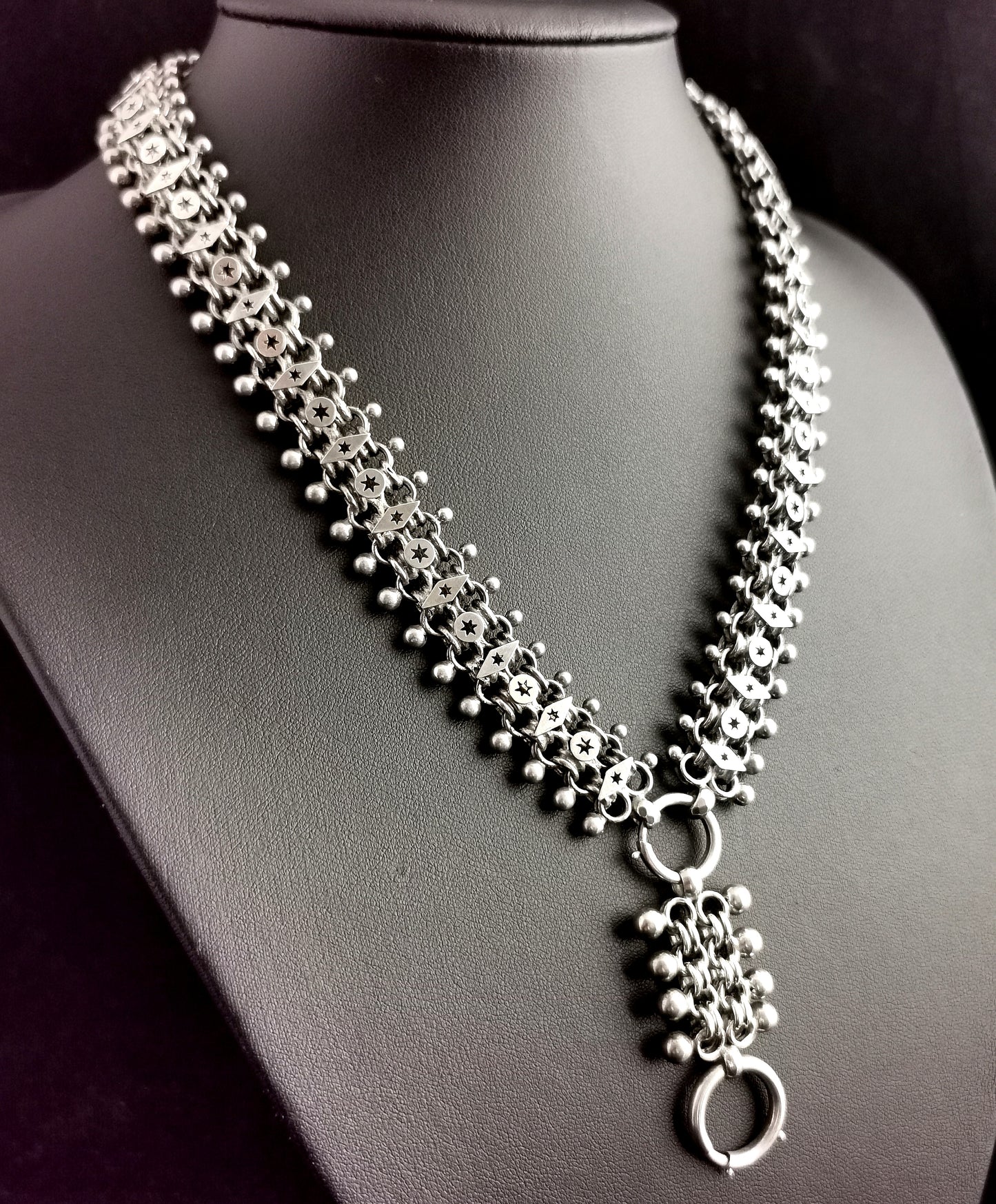 Antique Victorian silver book chain necklace Aesthetic era