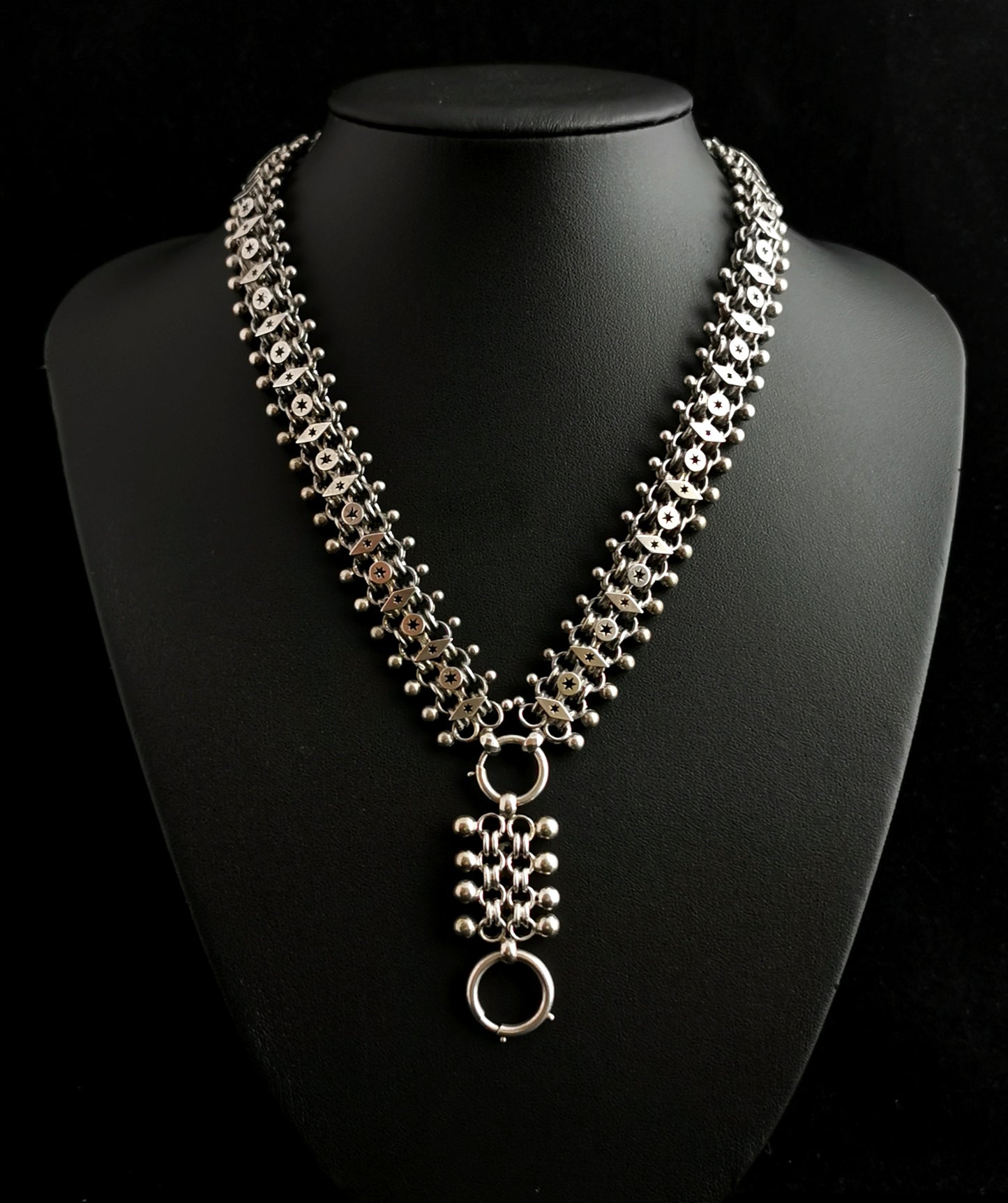 Antique Victorian silver book chain necklace Aesthetic era
