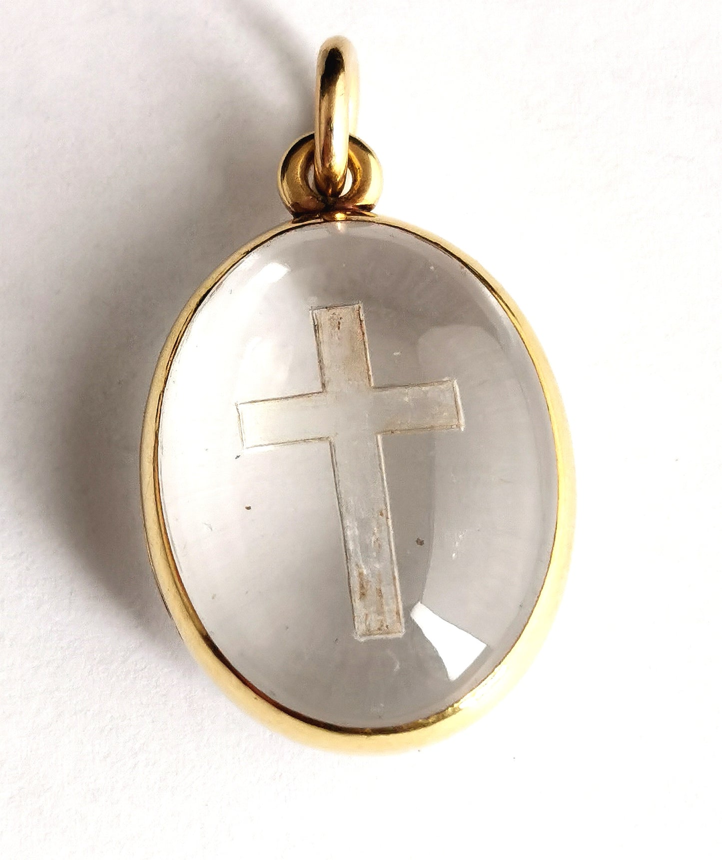 Victorian pools of light locket pendant, Cross, 9ct gold