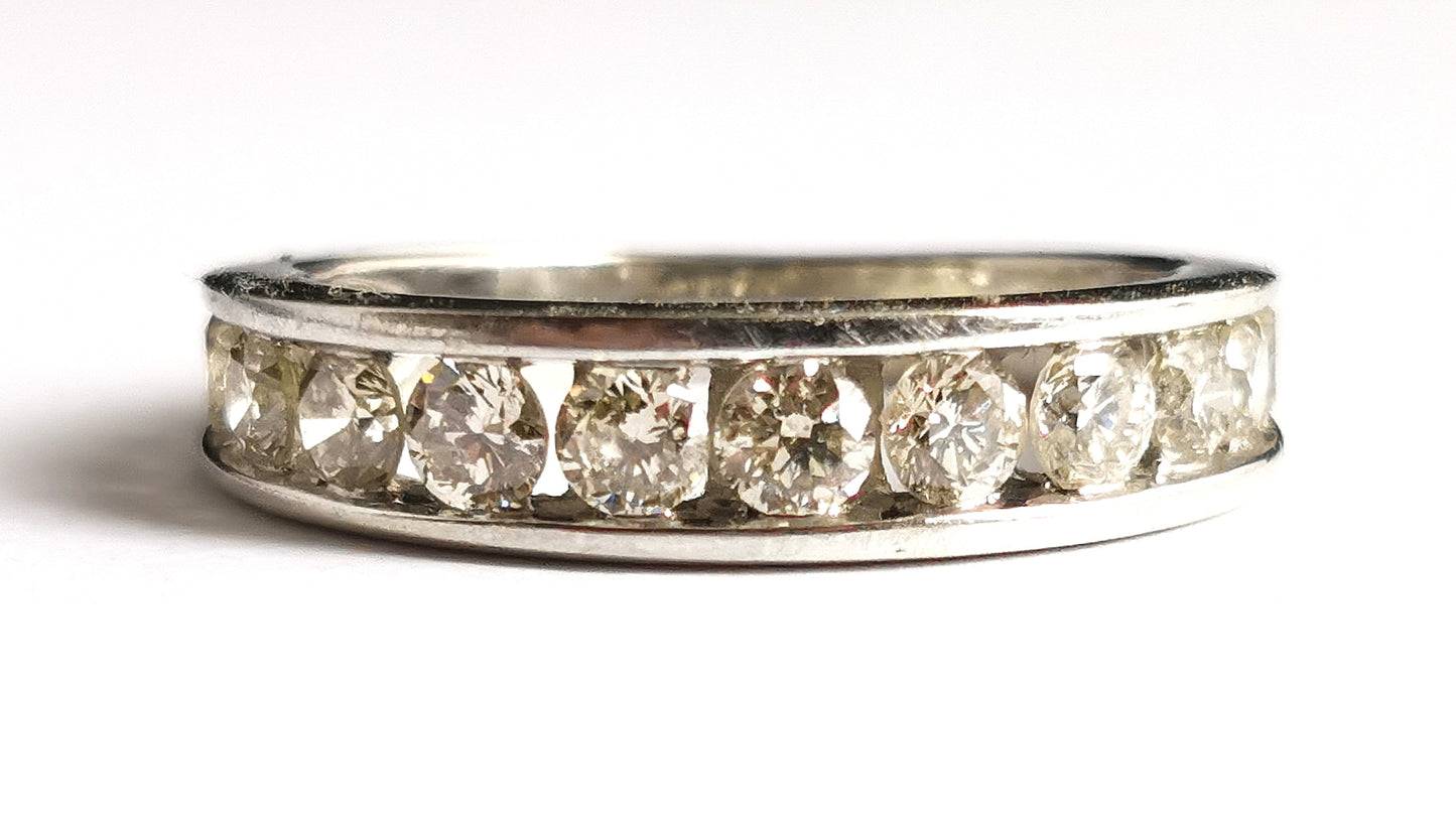 Vintage Diamond half hoop Eternity ring, 9ct White gold