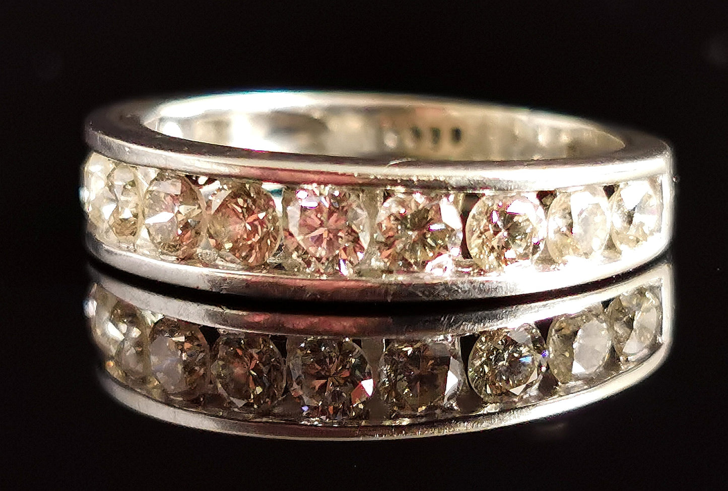 Vintage Diamond half hoop Eternity ring, 9ct White gold