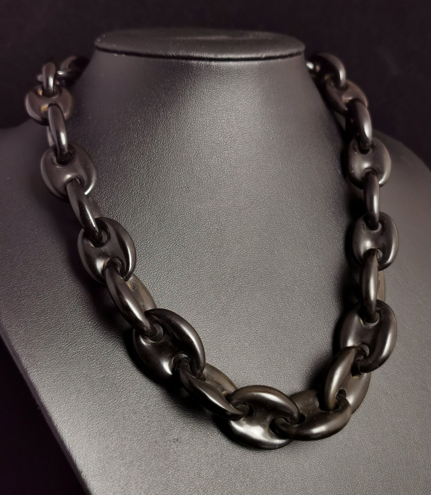 Victorian Vulcanite chain necklace, mariner link