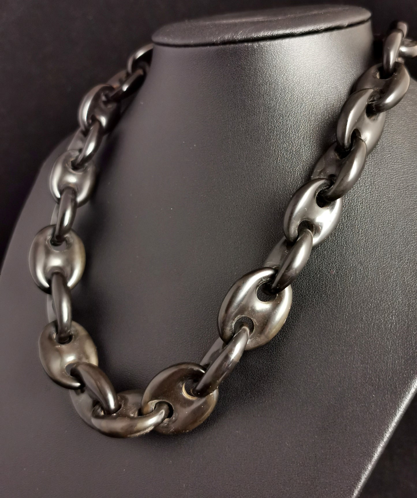 Victorian Vulcanite chain necklace, mariner link