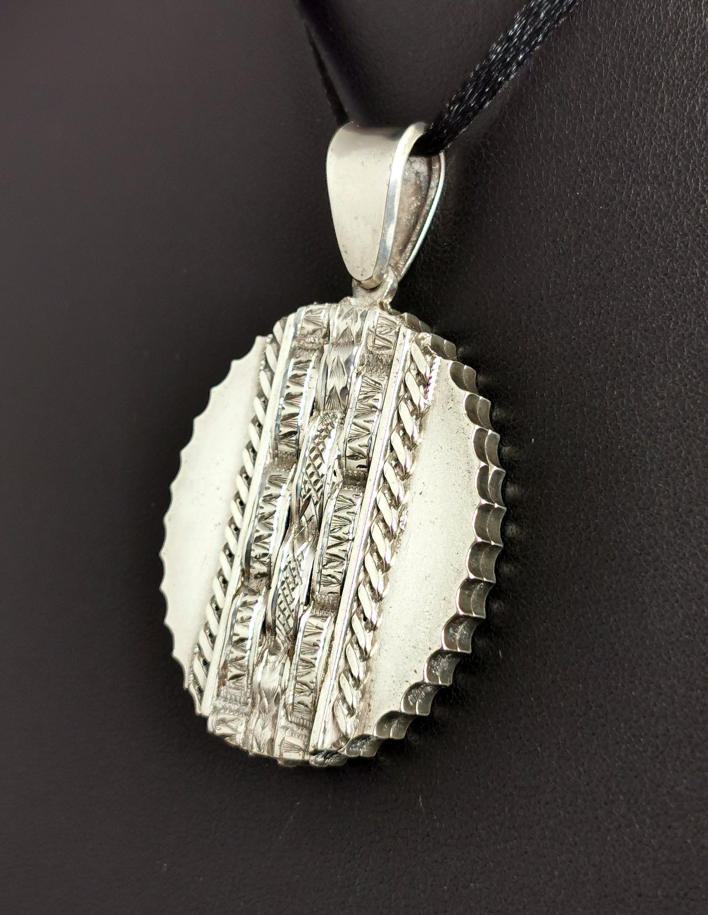 Antique Victorian silver locket pendant, Aesthetic
