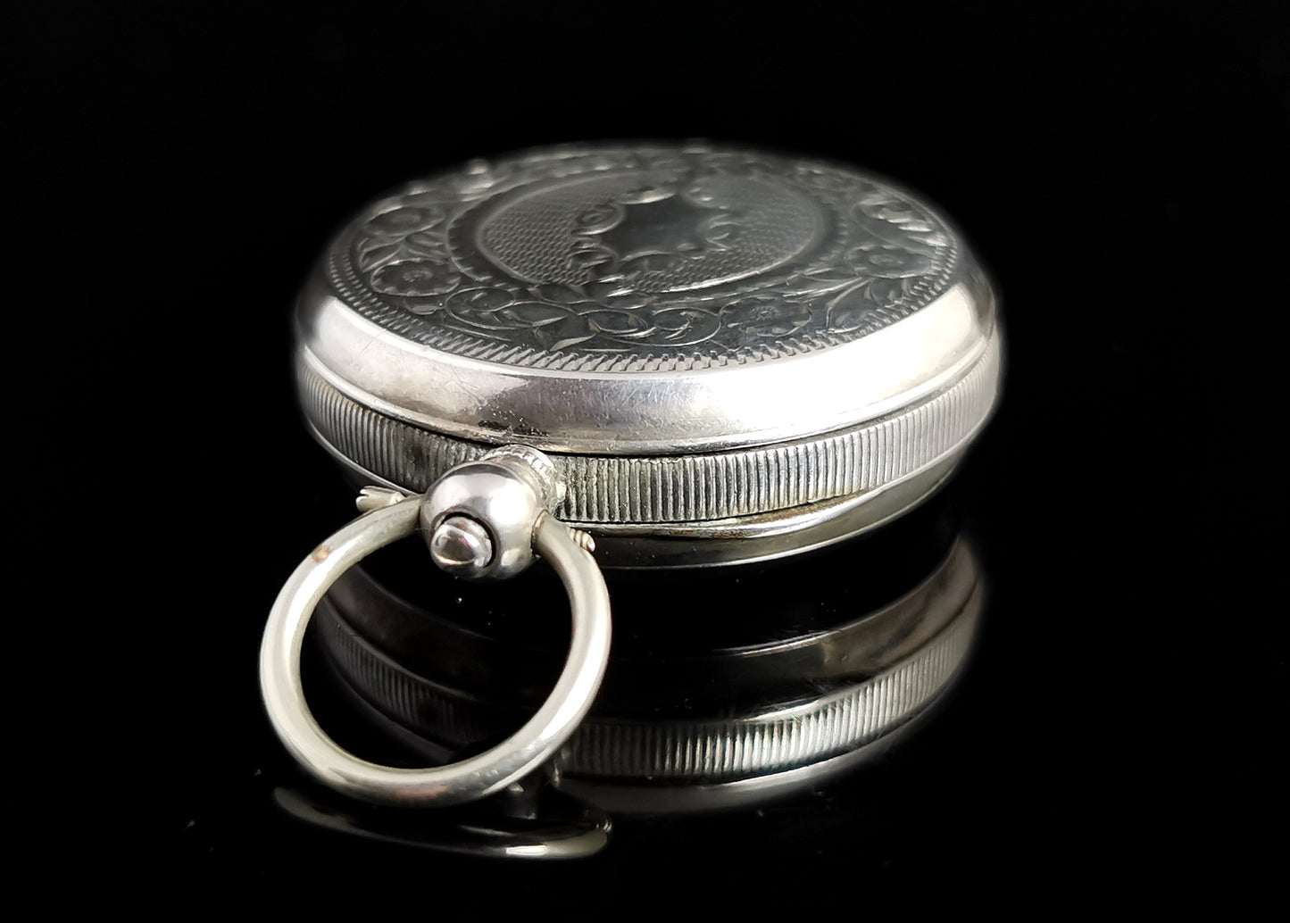 Antique silver fob watch, Ladies pocket watch, Edwardian