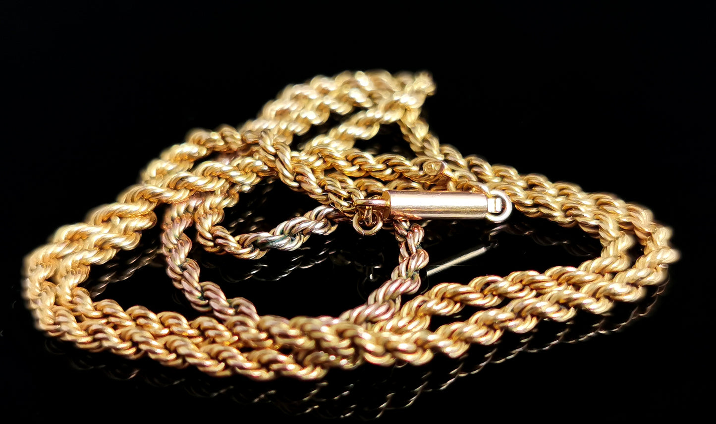 Antique 9ct yellow gold Rope Chain necklace