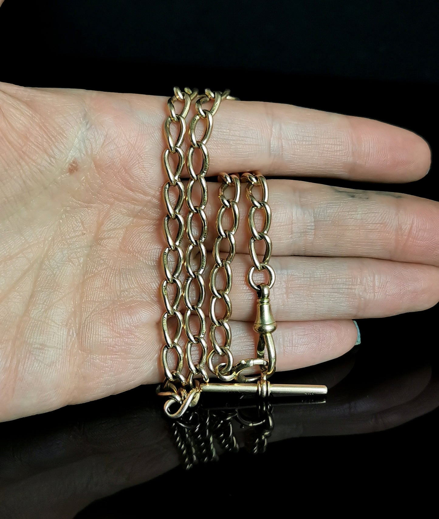 Antique 15ct gold Albert chain, watch chain necklace, Victorian