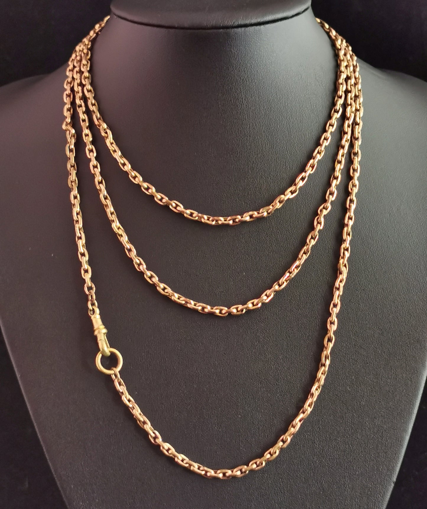 Antique Victorian gold plated longuard chain necklace, muff chain