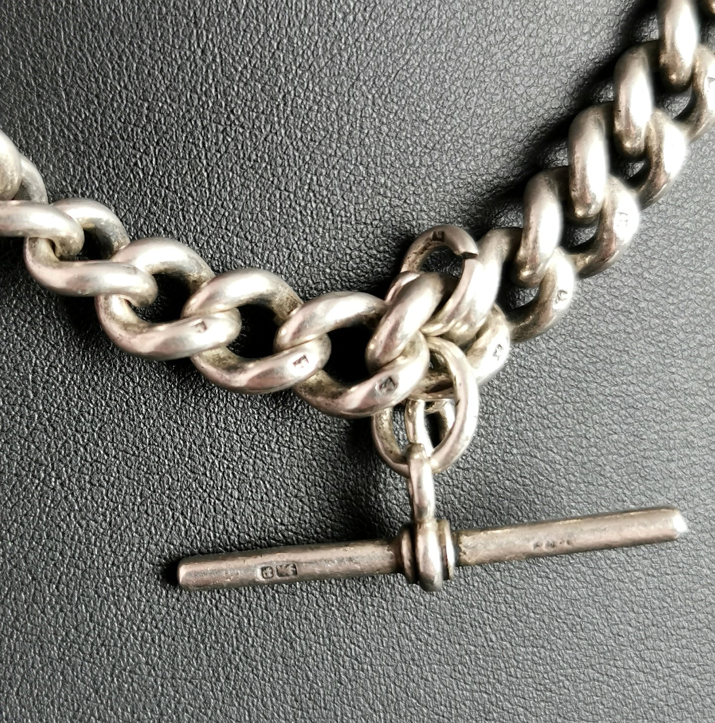 Antique Victorian silver Albert chain, watch chain