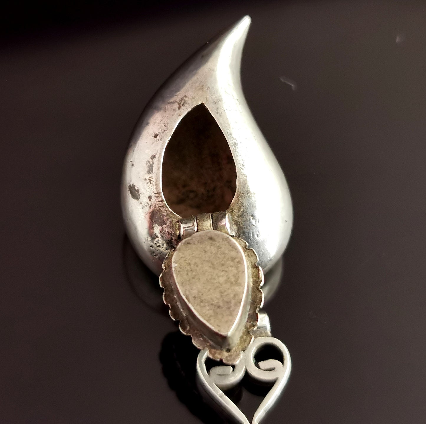Antique Georgian Witches heart poison locket, sterling silver