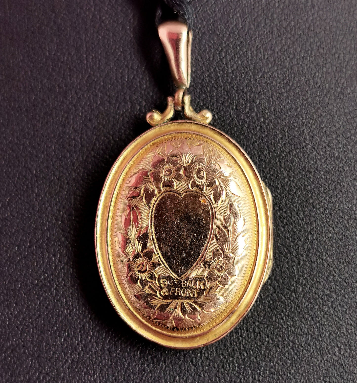 Antique Edwardian 9ct gold front and back locket pendant, Love heart