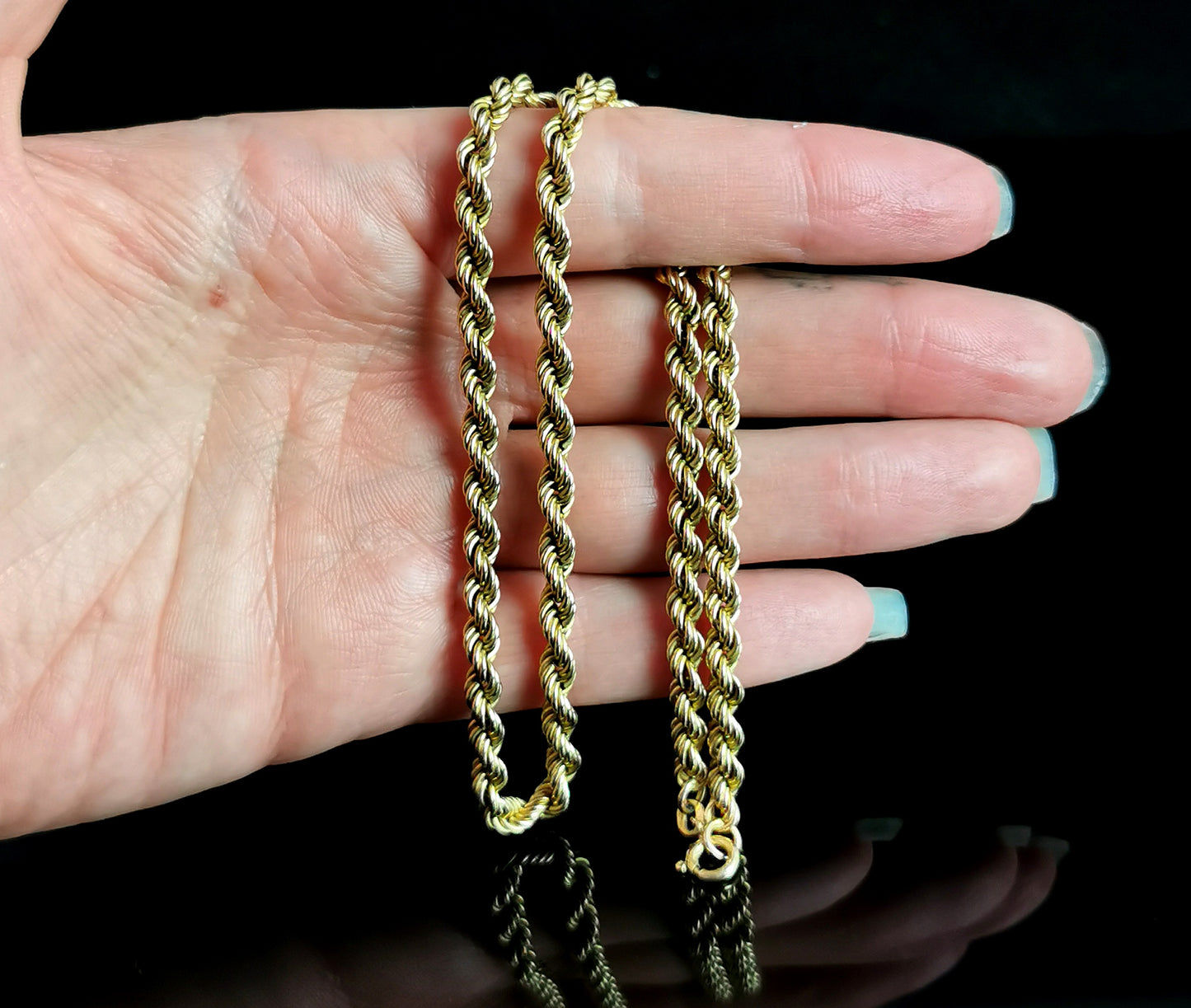 Vintage 9ct yellow gold Rope Chain necklace, Italian