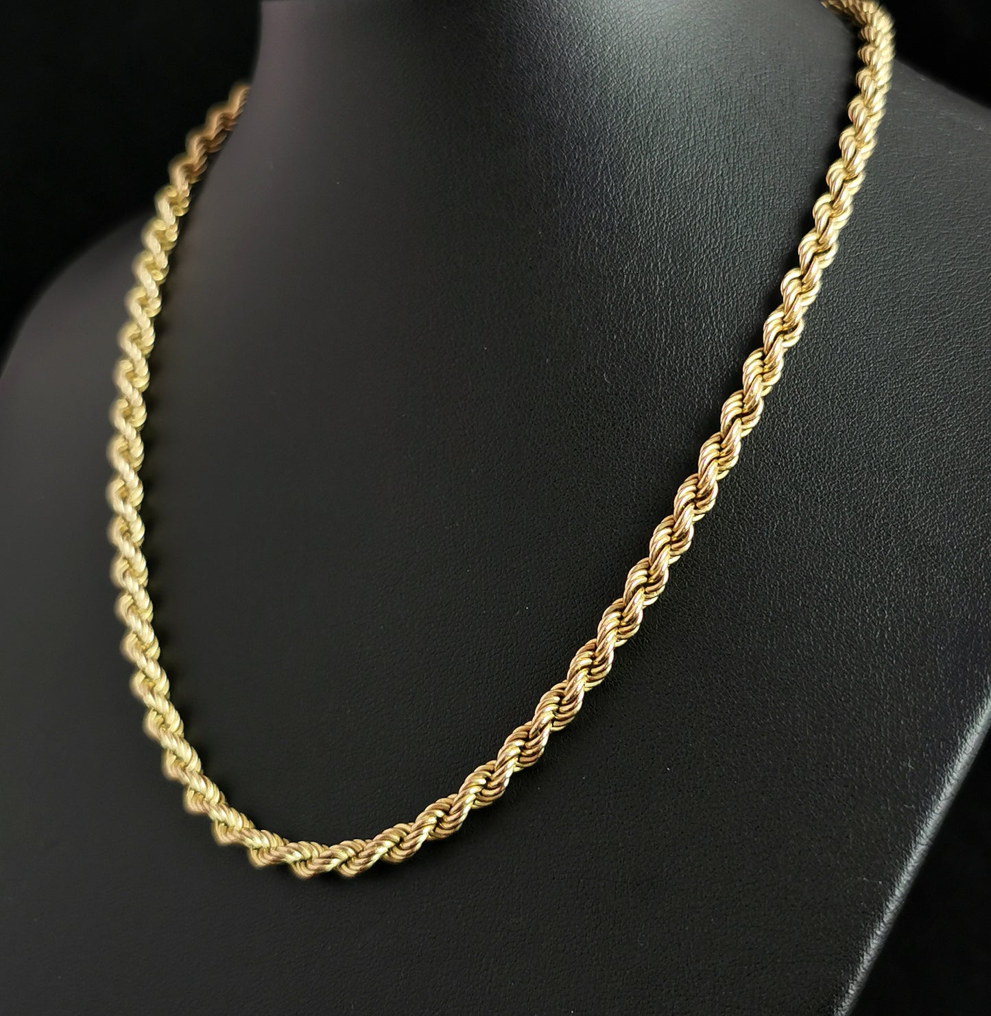 Vintage 9ct yellow gold Rope Chain necklace, Italian