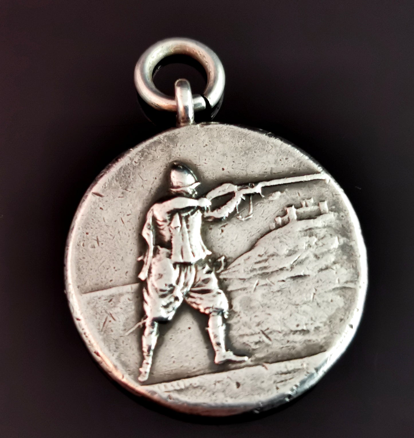 Antique sterling silver fob pendant, watch fob, Shooting