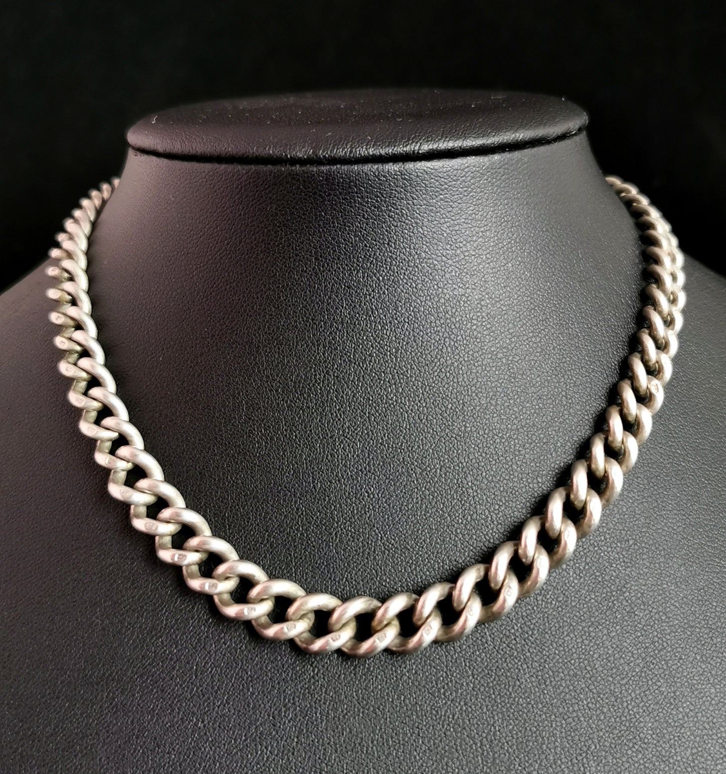 Antique silver albert chain, watch chain, Victorian