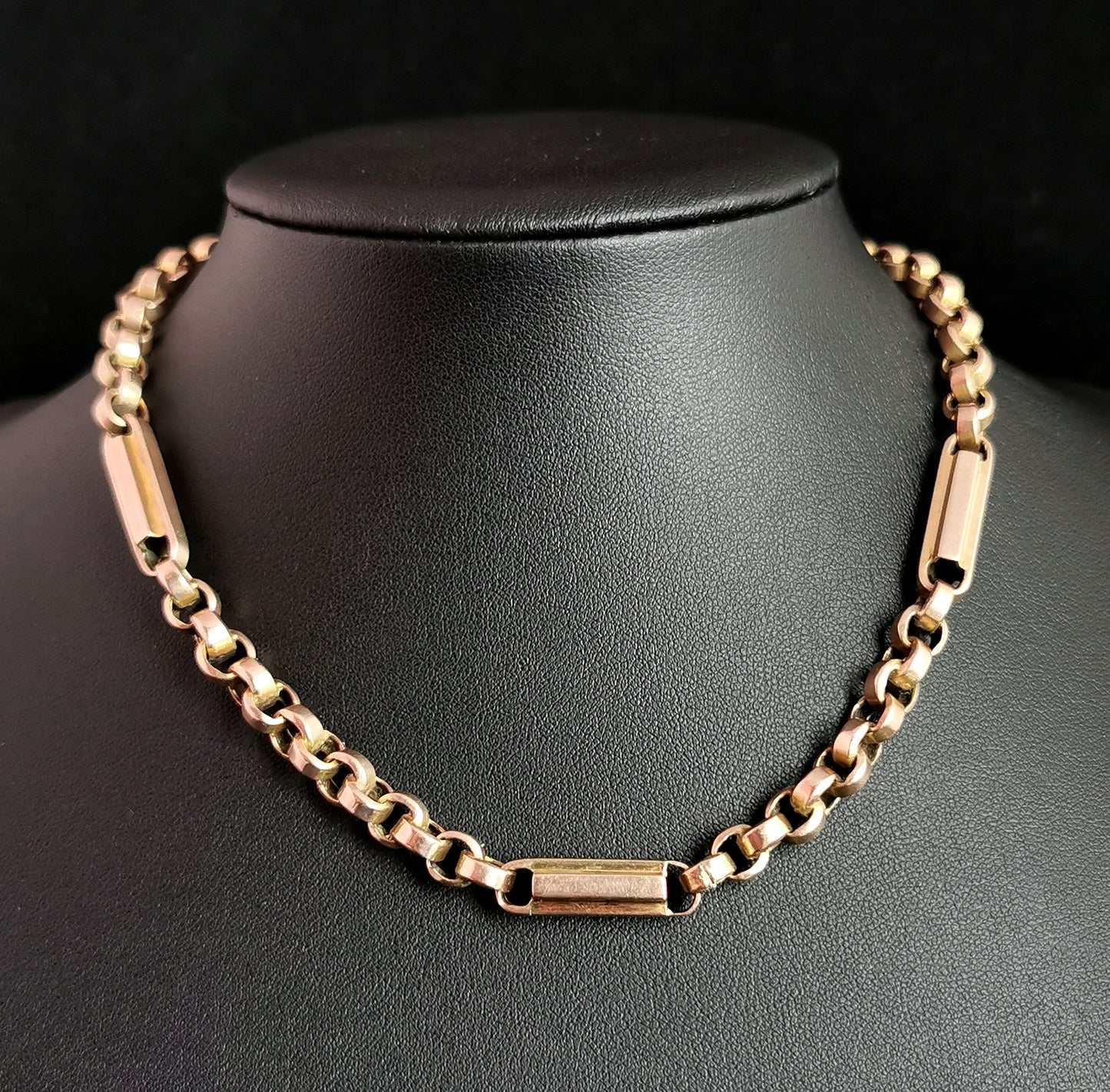 Antique 9ct gold fancy link Albert chain, watch chain, Victorian